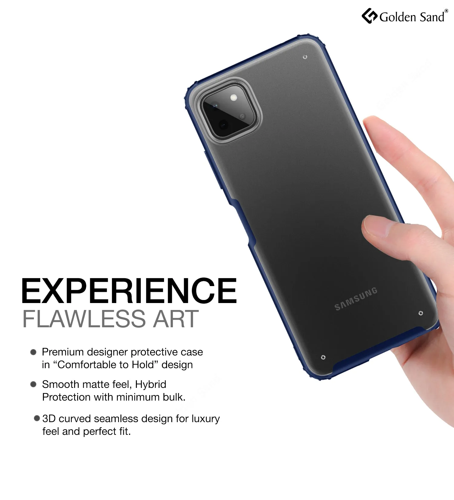 Rugged Frosted Semi Transparent PC Shock Proof Slim Back Cover for Samsung Galaxy A22 5G, Samsung Galaxy F42 5G, 6.6 inch, Blue