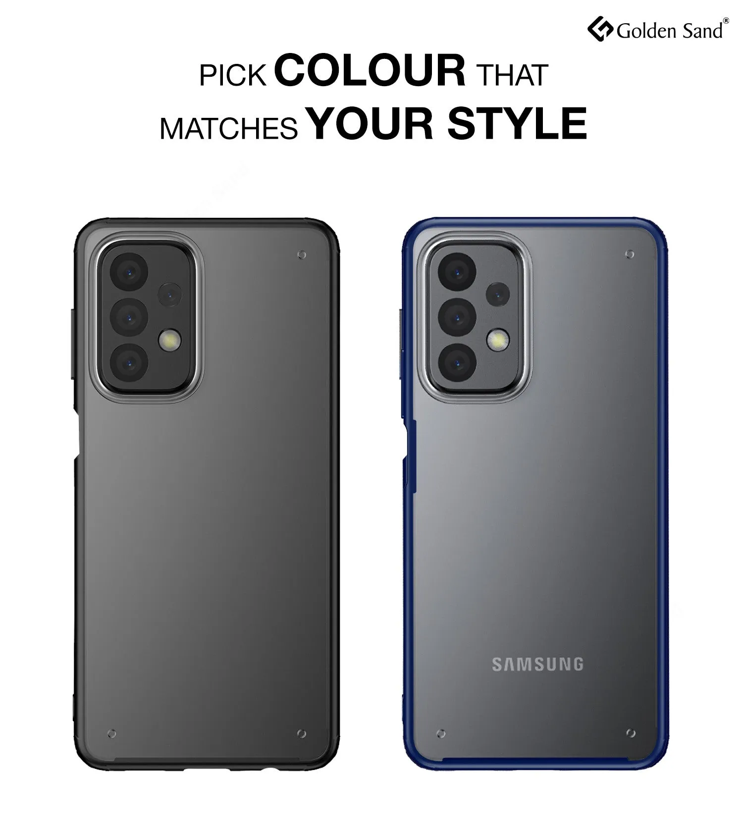 Rugged Frosted Semi Transparent PC Shock Proof Slim Back Cover for Samsung Galaxy A23 5G, Samsung Galaxy A23 4G, 6.6 inch, Black