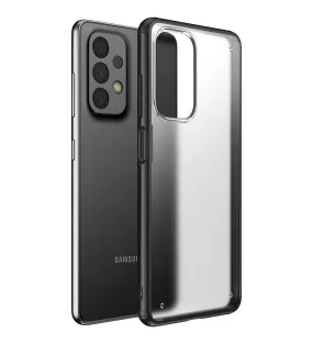 Rugged Frosted Semi Transparent PC Shock Proof Slim Back Cover for Samsung Galaxy A23 5G, Samsung Galaxy A23 4G, 6.6 inch, Black