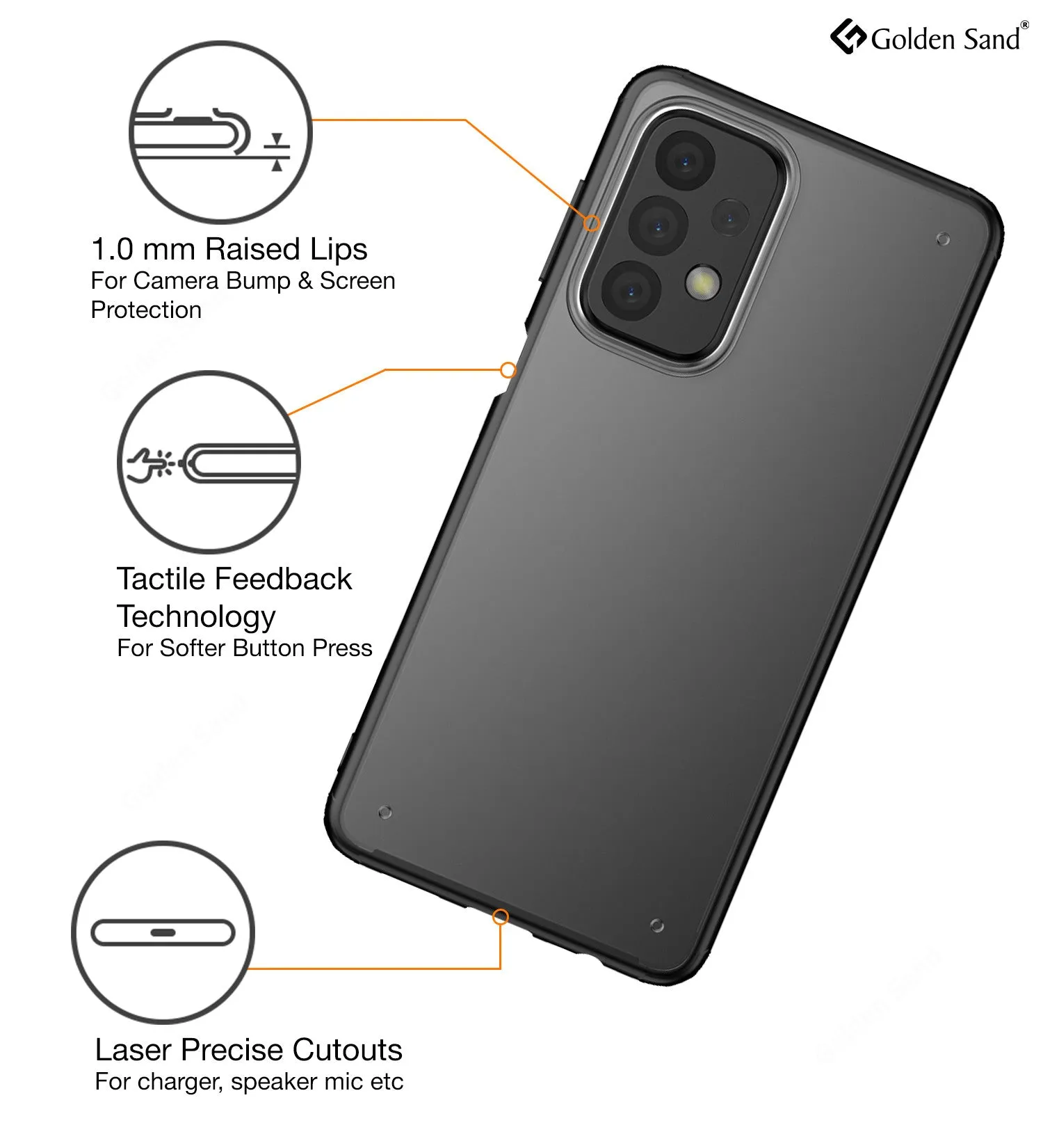 Rugged Frosted Semi Transparent PC Shock Proof Slim Back Cover for Samsung Galaxy A23 5G, Samsung Galaxy A23 4G, 6.6 inch, Black