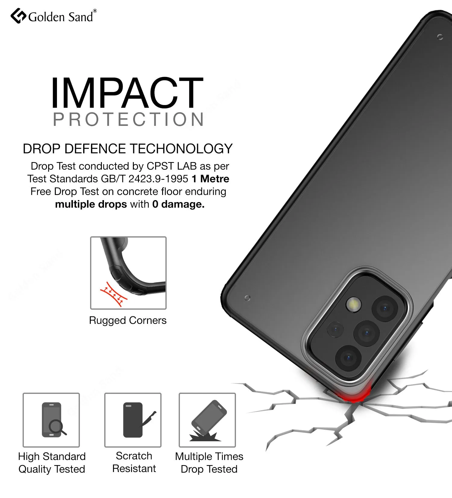 Rugged Frosted Semi Transparent PC Shock Proof Slim Back Cover for Samsung Galaxy A23 5G, Samsung Galaxy A23 4G, 6.6 inch, Black