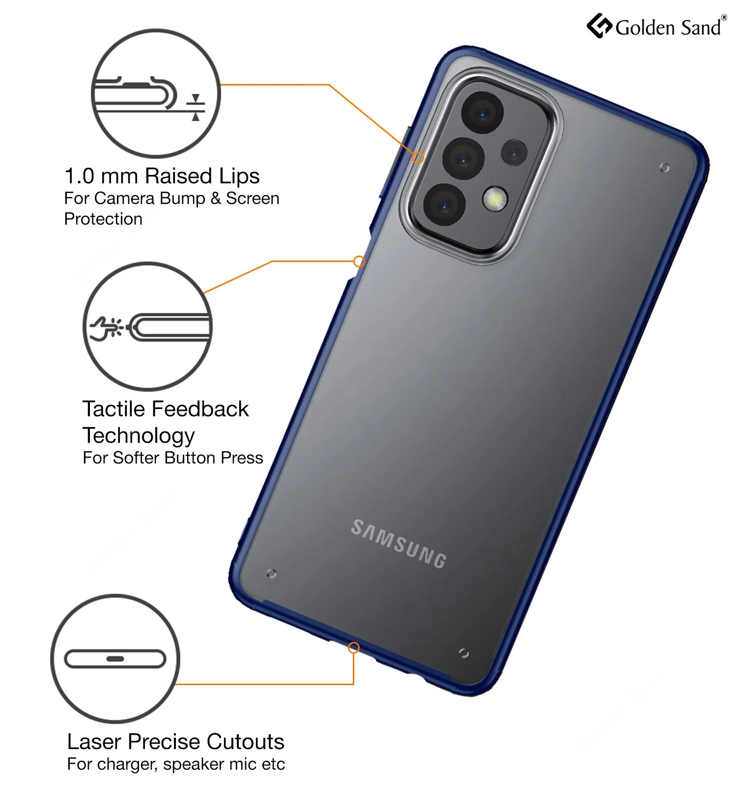 Rugged Frosted Semi Transparent PC Shock Proof Slim Back Cover for Samsung Galaxy A23 5G, Samsung Galaxy A23 4G, 6.6 inch, Blue