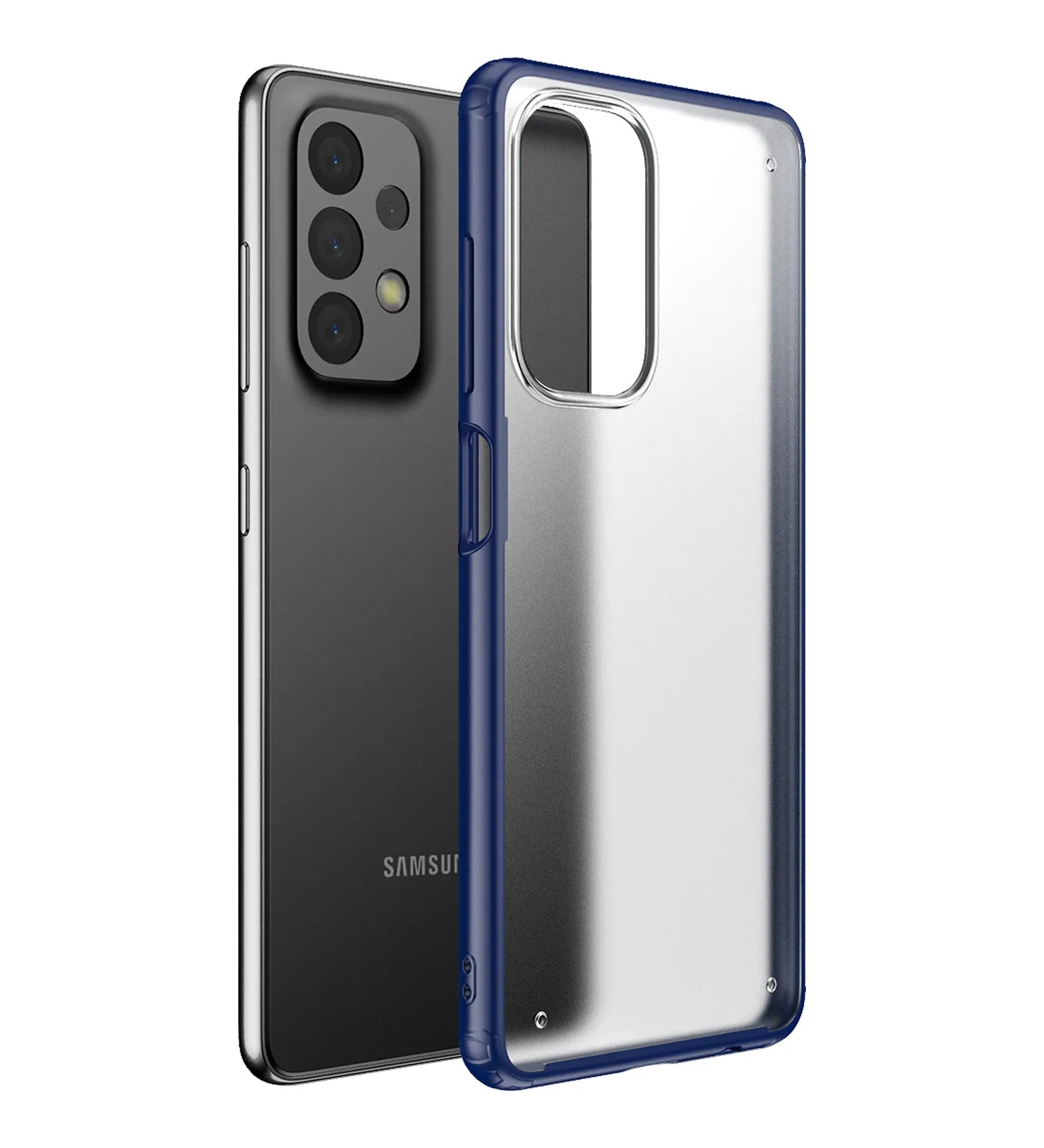 Rugged Frosted Semi Transparent PC Shock Proof Slim Back Cover for Samsung Galaxy A23 5G, Samsung Galaxy A23 4G, 6.6 inch, Blue