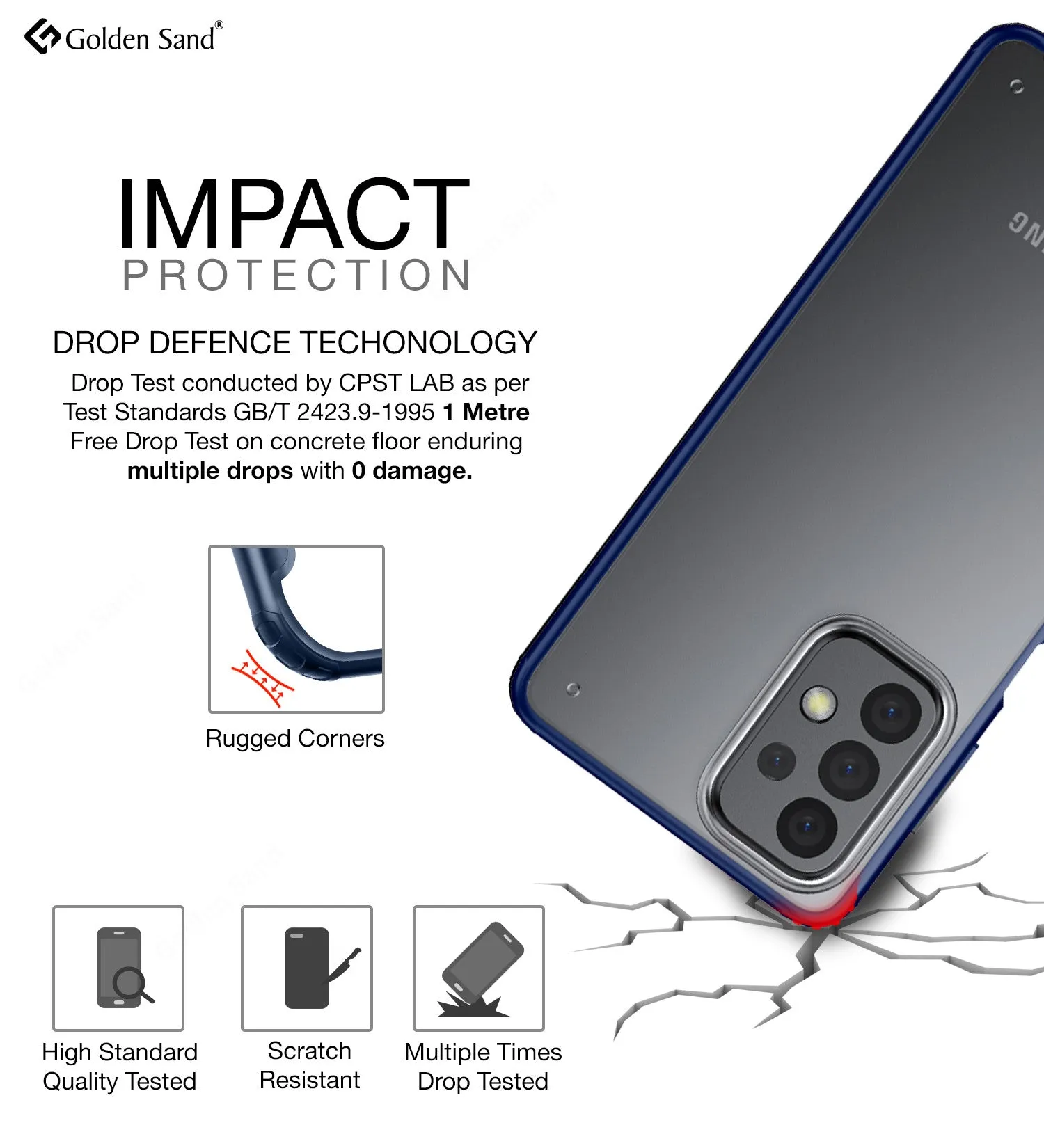 Rugged Frosted Semi Transparent PC Shock Proof Slim Back Cover for Samsung Galaxy A23 5G, Samsung Galaxy A23 4G, 6.6 inch, Blue