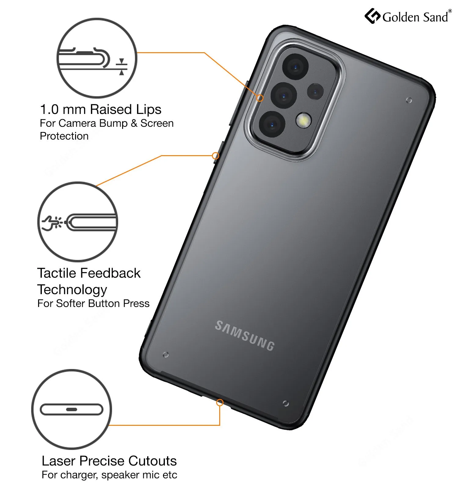 Rugged Frosted Semi Transparent PC Shock Proof Slim Back Cover for Samsung Galaxy A33 5G, 6.4 inch, Black