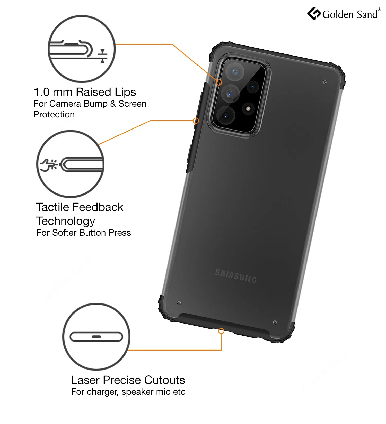 Rugged Frosted Semi Transparent PC Shock Proof Slim Back Cover for Samsung Galaxy A52 5G, Samsung Galaxy A52, Samsung Galaxy A52s 5G, 6.5 inch, Black