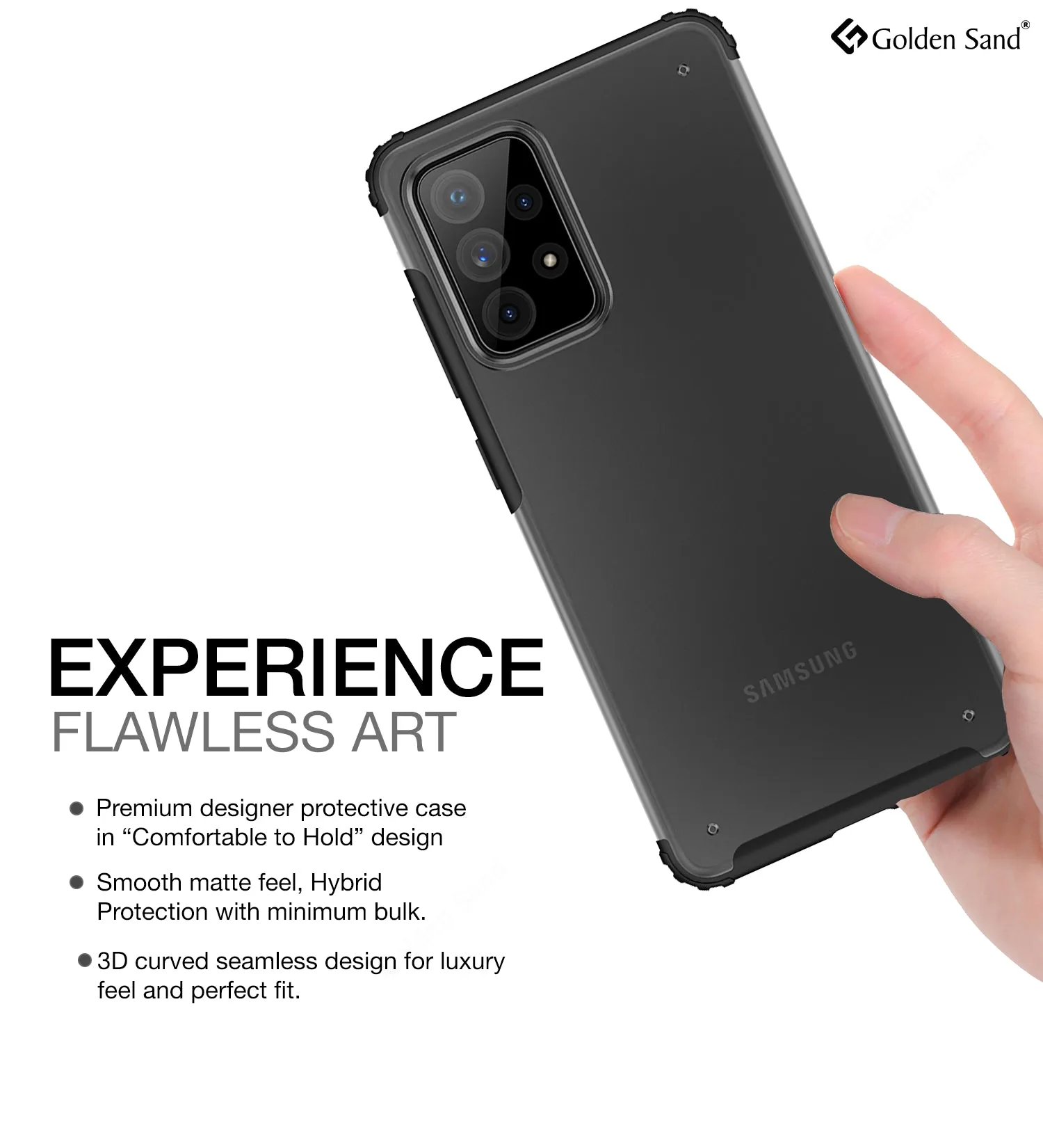 Rugged Frosted Semi Transparent PC Shock Proof Slim Back Cover for Samsung Galaxy A52 5G, Samsung Galaxy A52, Samsung Galaxy A52s 5G, 6.5 inch, Black