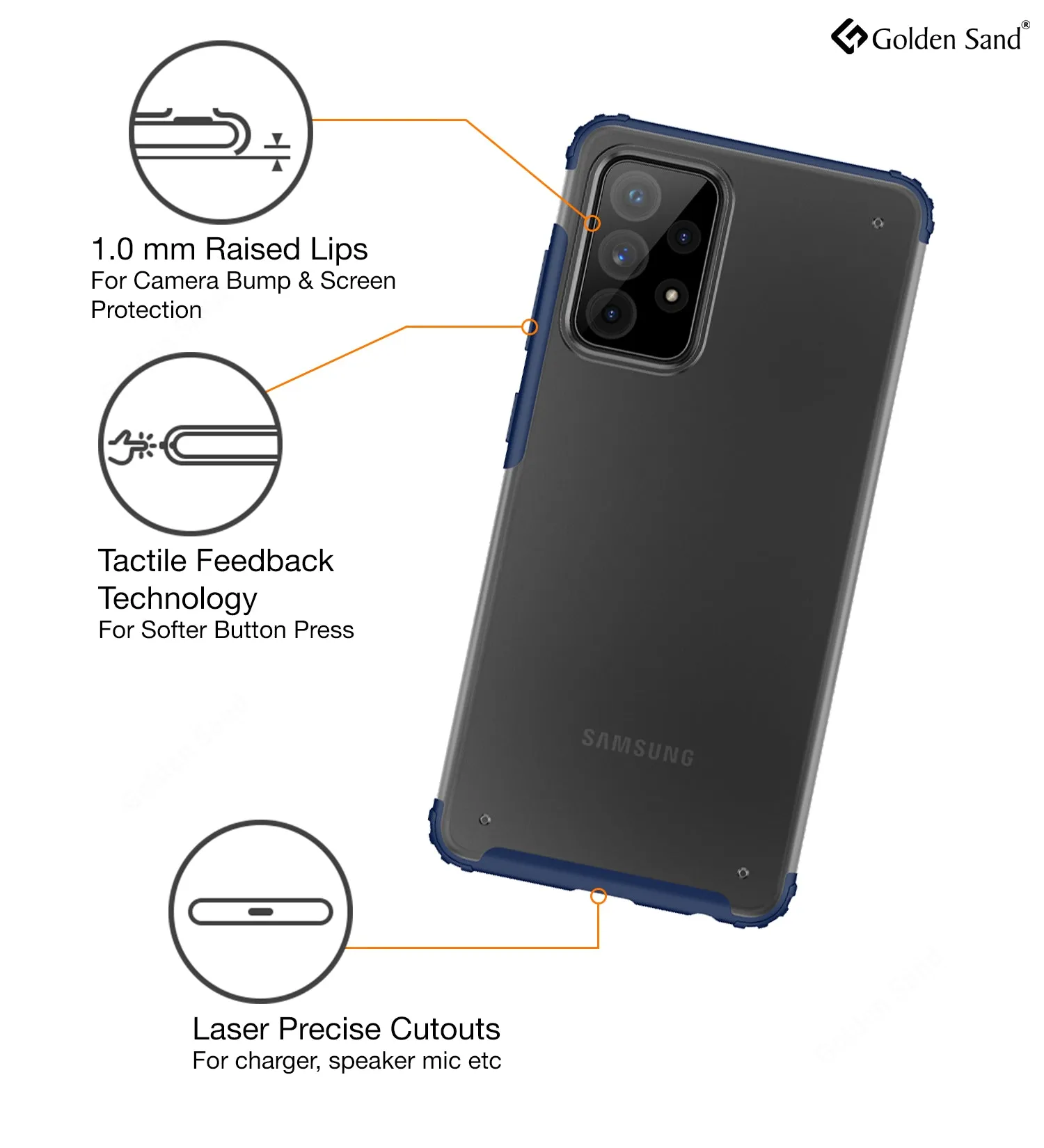 Rugged Frosted Semi Transparent PC Shock Proof Slim Back Cover for Samsung Galaxy A52 5G, Samsung Galaxy A52, Samsung Galaxy A52s 5G, 6.5 inch, Blue