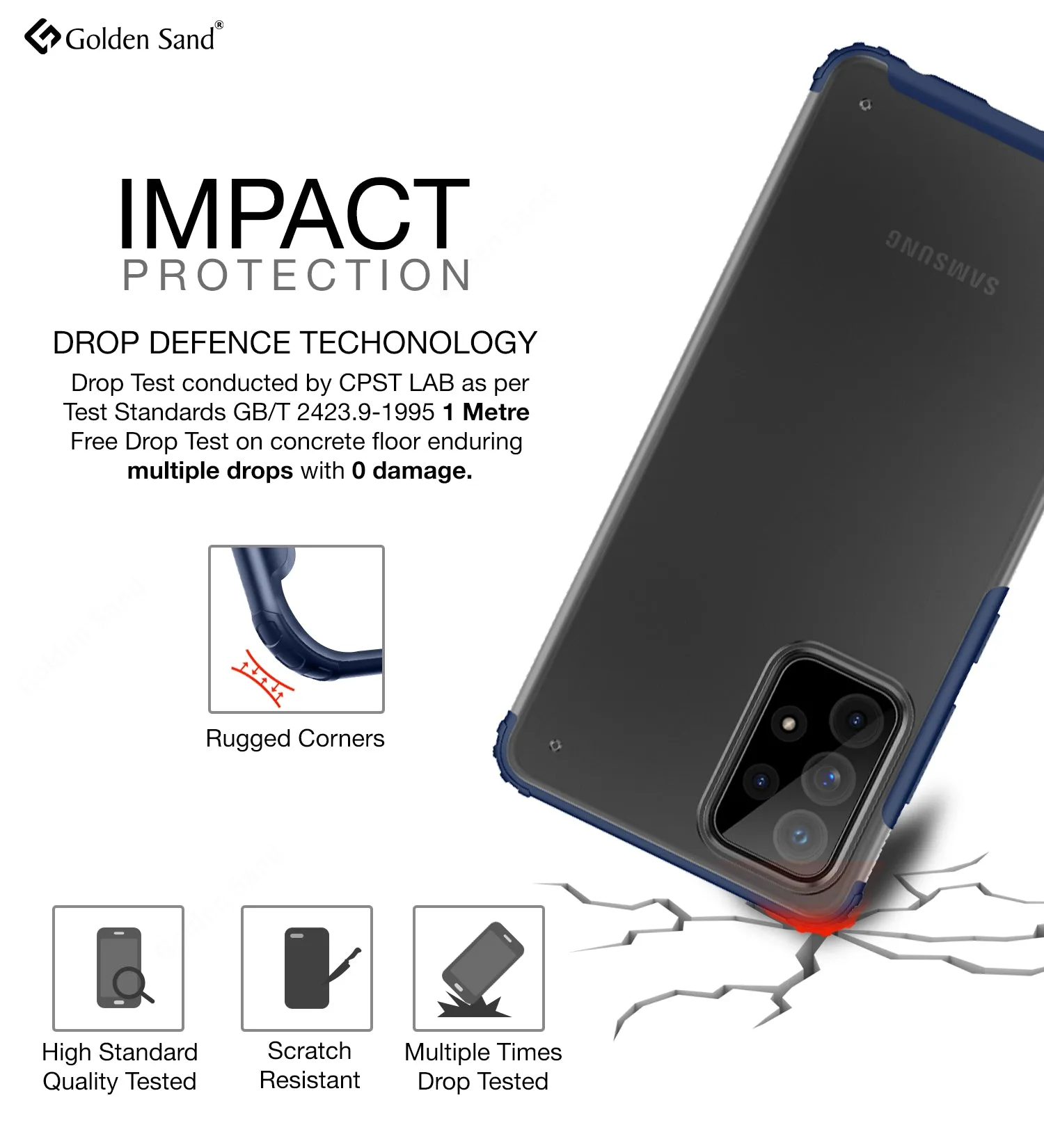 Rugged Frosted Semi Transparent PC Shock Proof Slim Back Cover for Samsung Galaxy A52 5G, Samsung Galaxy A52, Samsung Galaxy A52s 5G, 6.5 inch, Blue