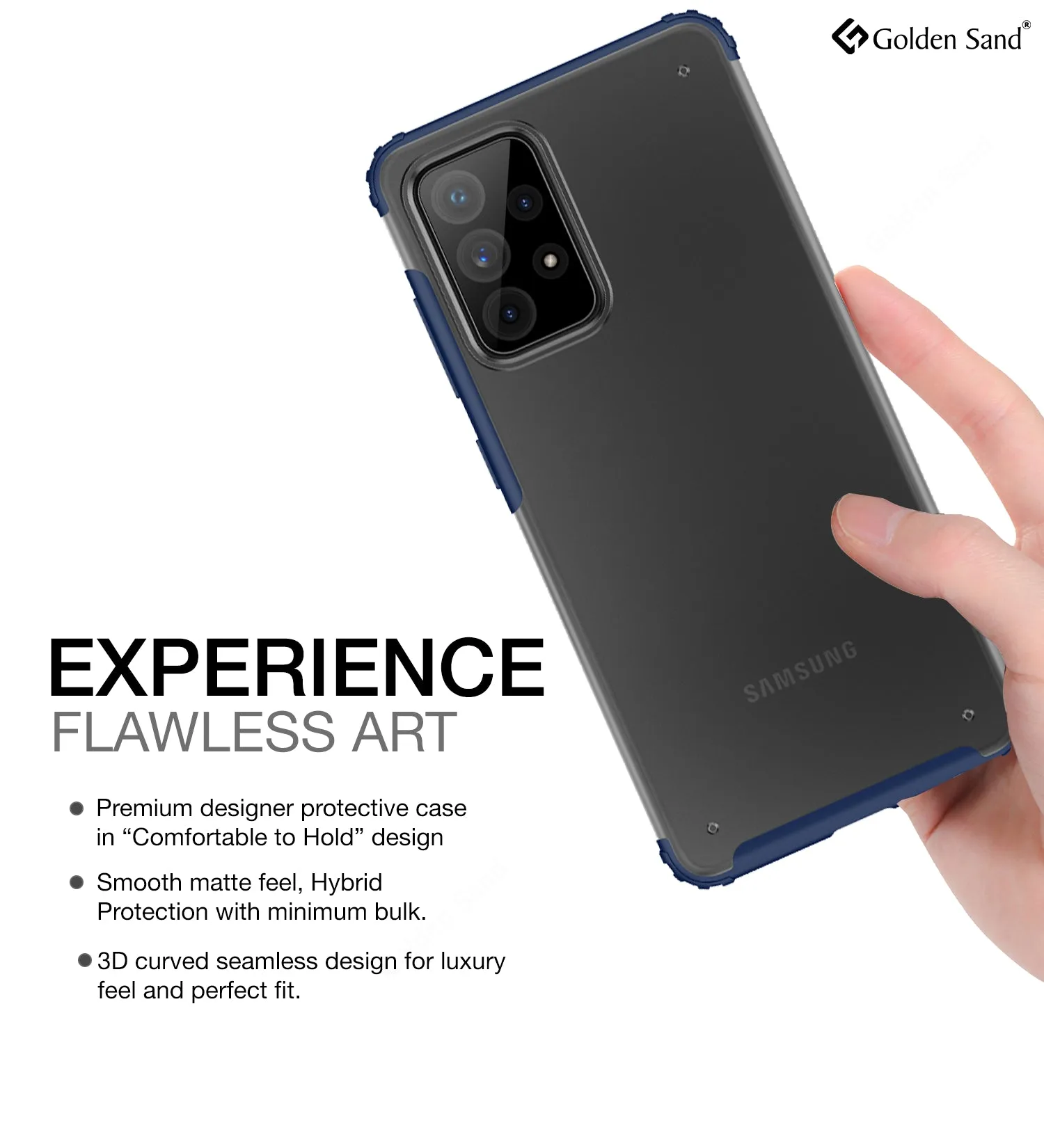 Rugged Frosted Semi Transparent PC Shock Proof Slim Back Cover for Samsung Galaxy A52 5G, Samsung Galaxy A52, Samsung Galaxy A52s 5G, 6.5 inch, Blue