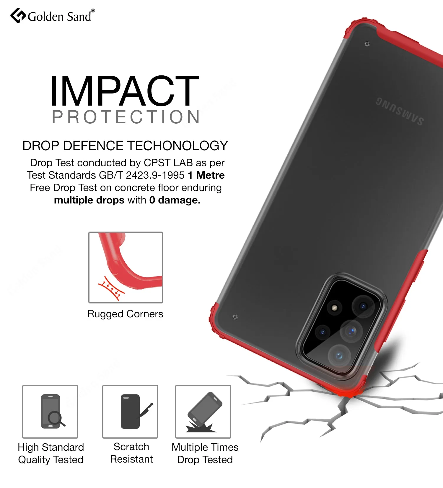 Rugged Frosted Semi Transparent PC Shock Proof Slim Back Cover for Samsung Galaxy A52 5G, Samsung Galaxy A52, Samsung Galaxy A52s 5G, 6.5 inch, Red