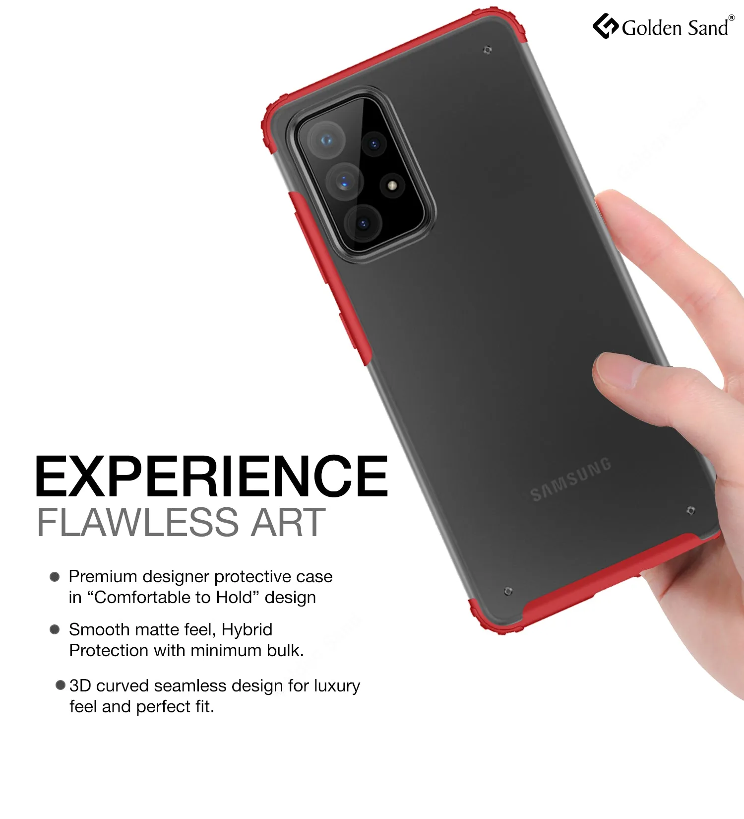 Rugged Frosted Semi Transparent PC Shock Proof Slim Back Cover for Samsung Galaxy A52 5G, Samsung Galaxy A52, Samsung Galaxy A52s 5G, 6.5 inch, Red