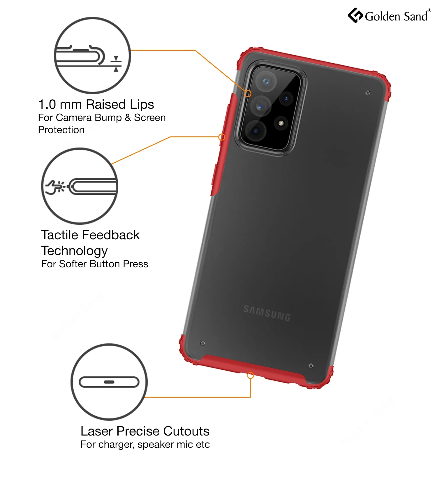 Rugged Frosted Semi Transparent PC Shock Proof Slim Back Cover for Samsung Galaxy A52 5G, Samsung Galaxy A52, Samsung Galaxy A52s 5G, 6.5 inch, Red