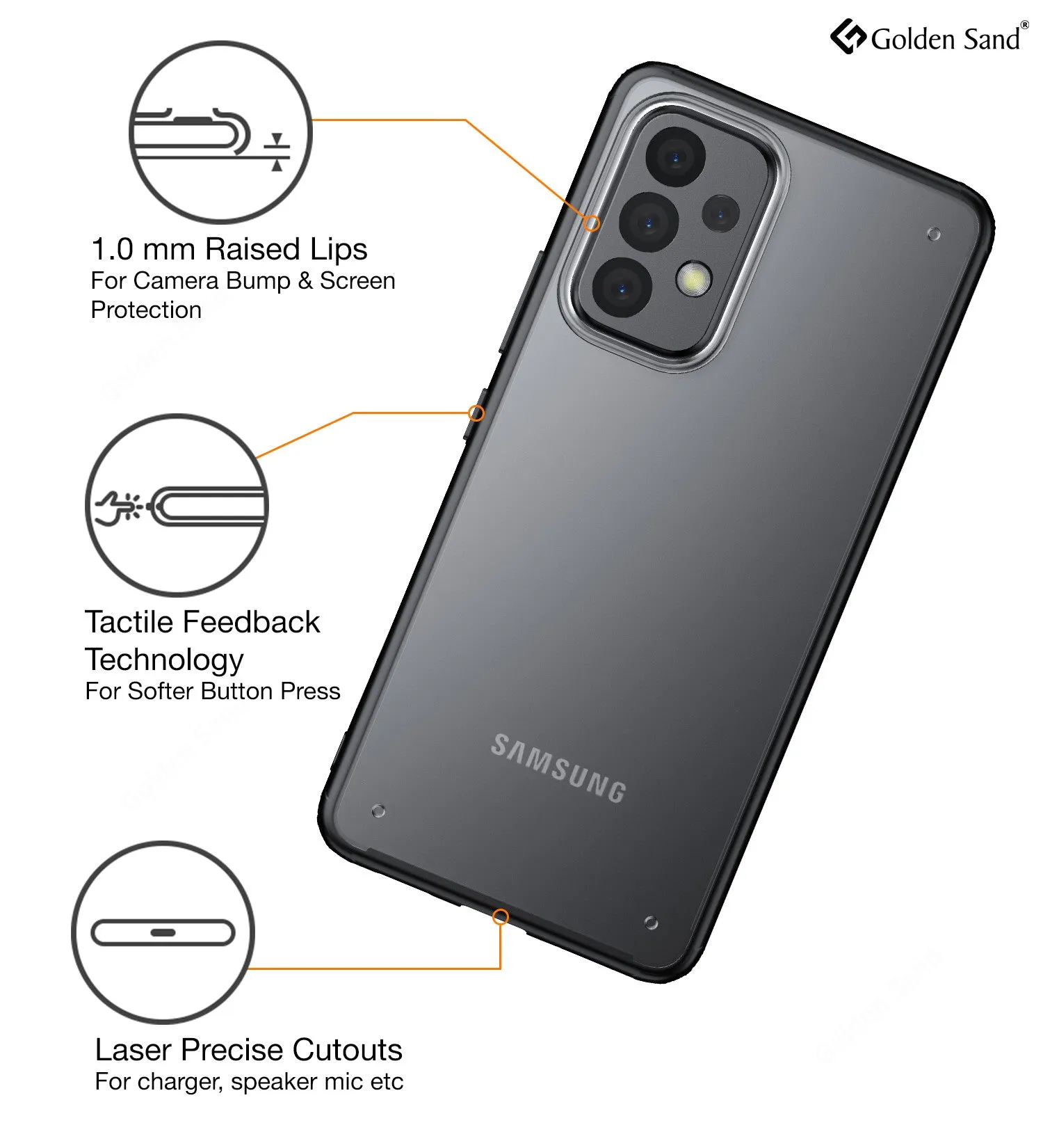 Rugged Frosted Semi Transparent PC Shock Proof Slim Back Cover for Samsung Galaxy A53 5G, 6.5 inch, Black