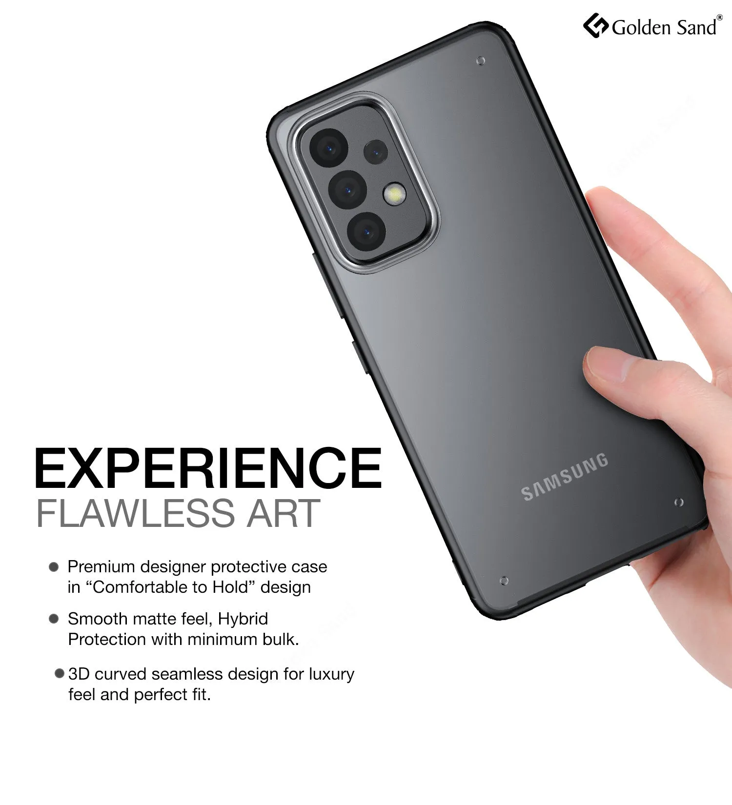Rugged Frosted Semi Transparent PC Shock Proof Slim Back Cover for Samsung Galaxy A53 5G, 6.5 inch, Black