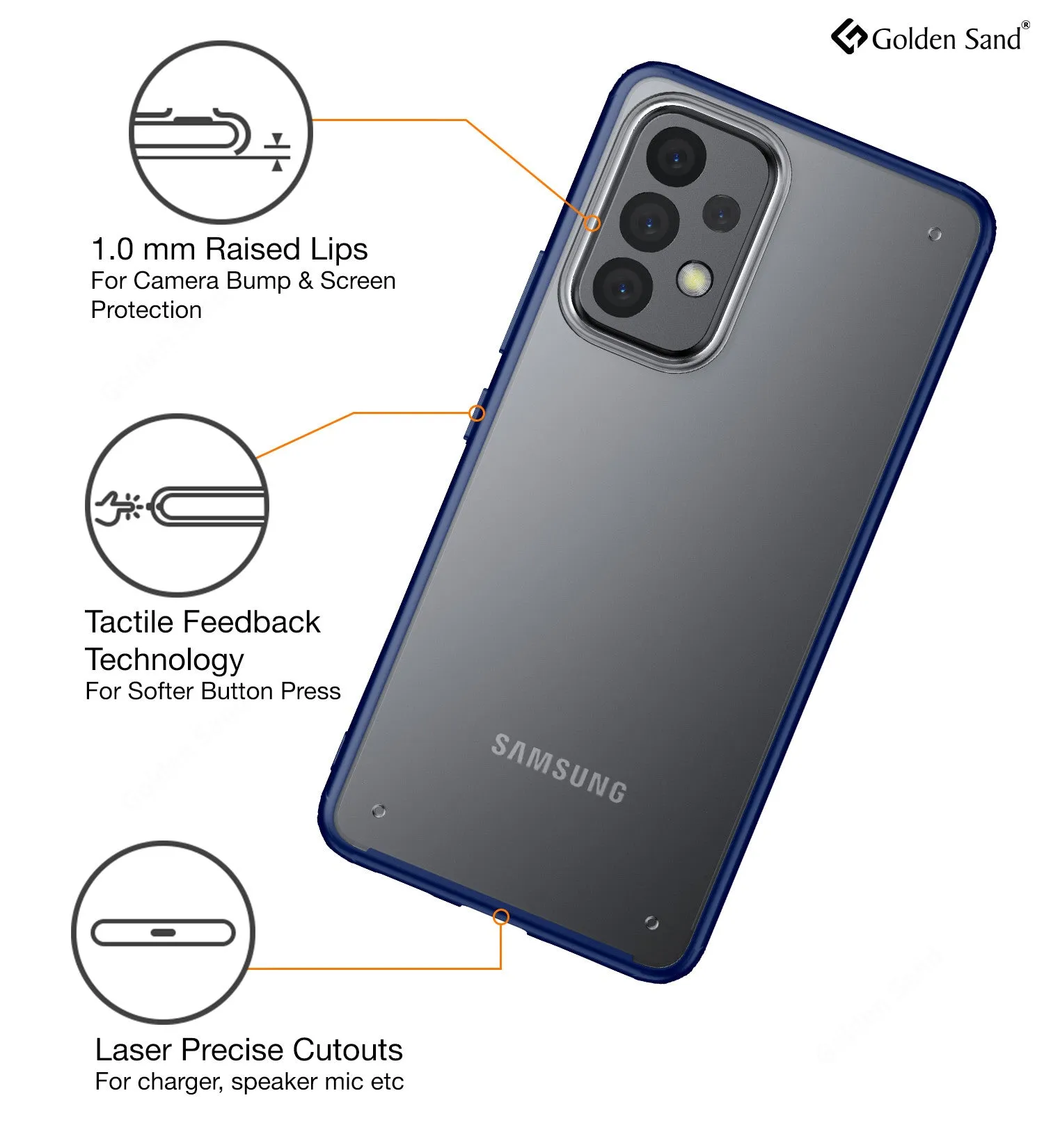 Rugged Frosted Semi Transparent PC Shock Proof Slim Back Cover for Samsung Galaxy A53 5G, 6.5 inch, Blue