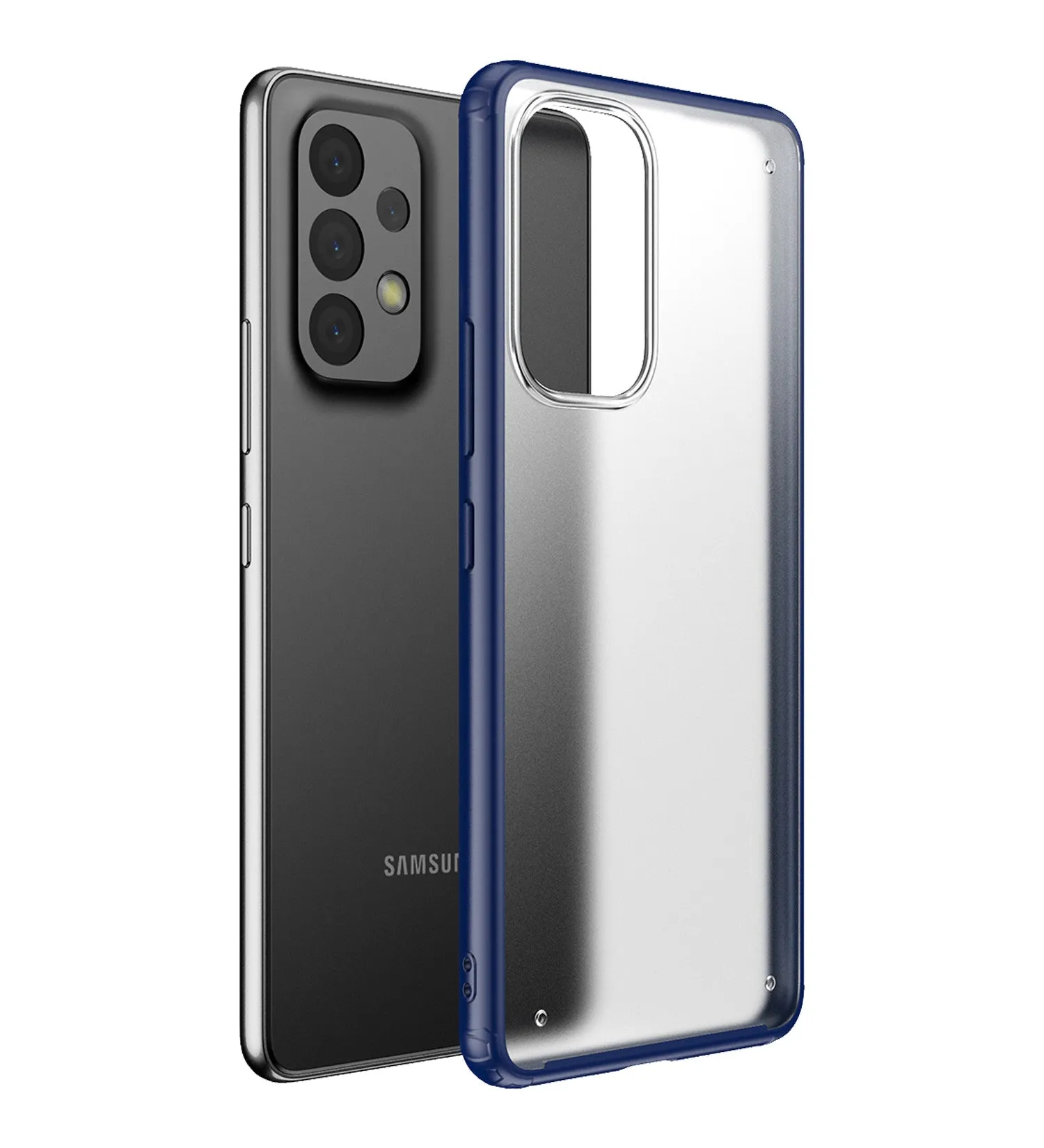 Rugged Frosted Semi Transparent PC Shock Proof Slim Back Cover for Samsung Galaxy A53 5G, 6.5 inch, Blue
