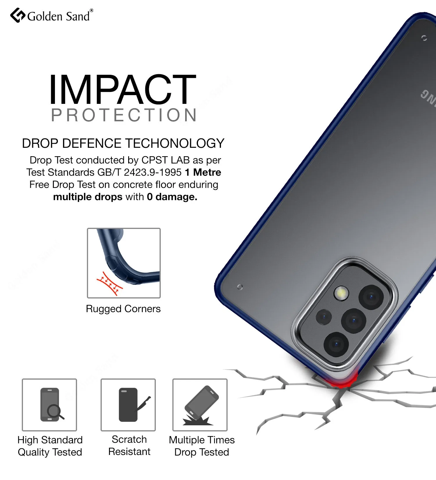 Rugged Frosted Semi Transparent PC Shock Proof Slim Back Cover for Samsung Galaxy A73 5G, 6.7 inch, Blue