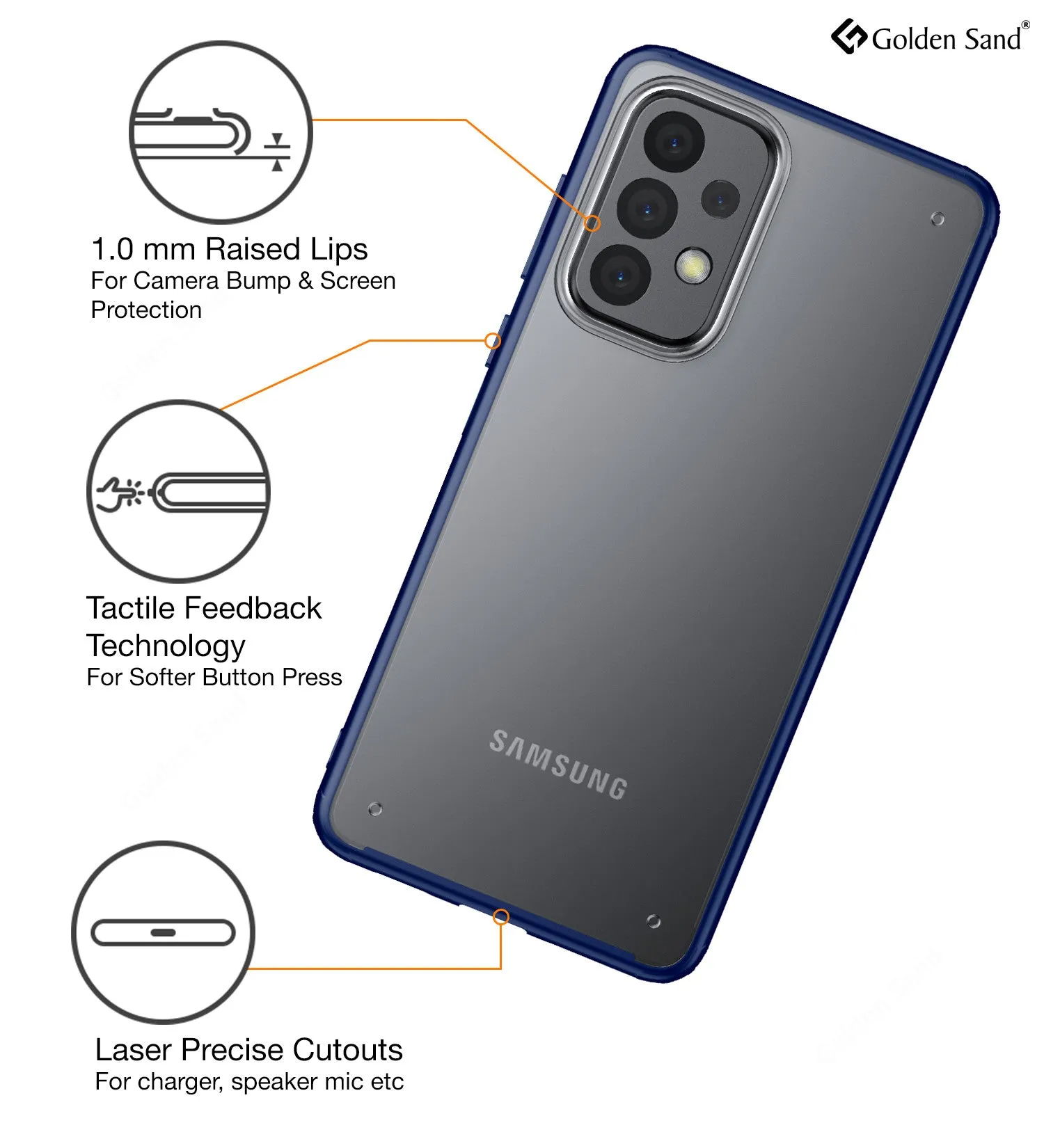 Rugged Frosted Semi Transparent PC Shock Proof Slim Back Cover for Samsung Galaxy A73 5G, 6.7 inch, Blue