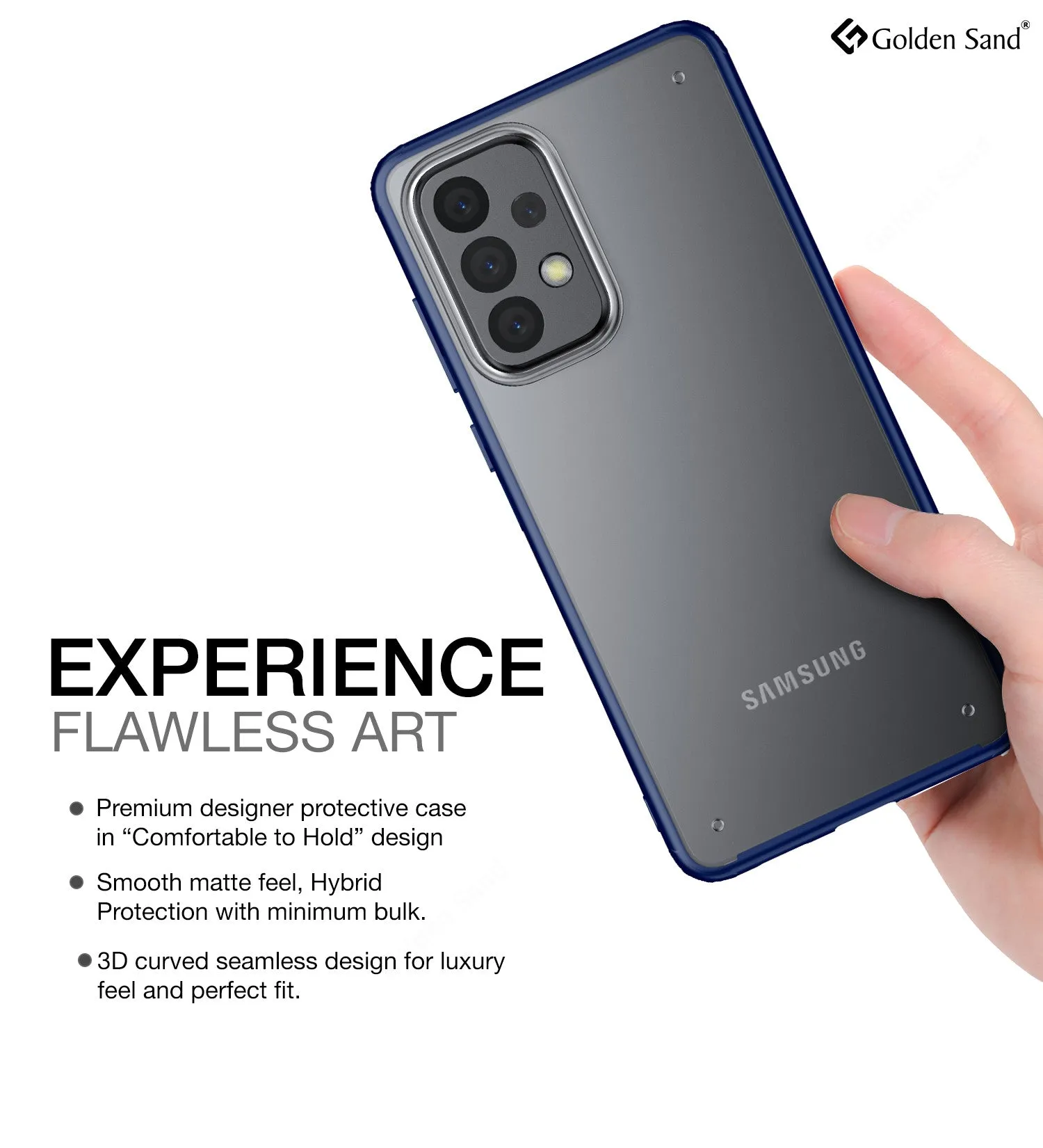 Rugged Frosted Semi Transparent PC Shock Proof Slim Back Cover for Samsung Galaxy A73 5G, 6.7 inch, Blue