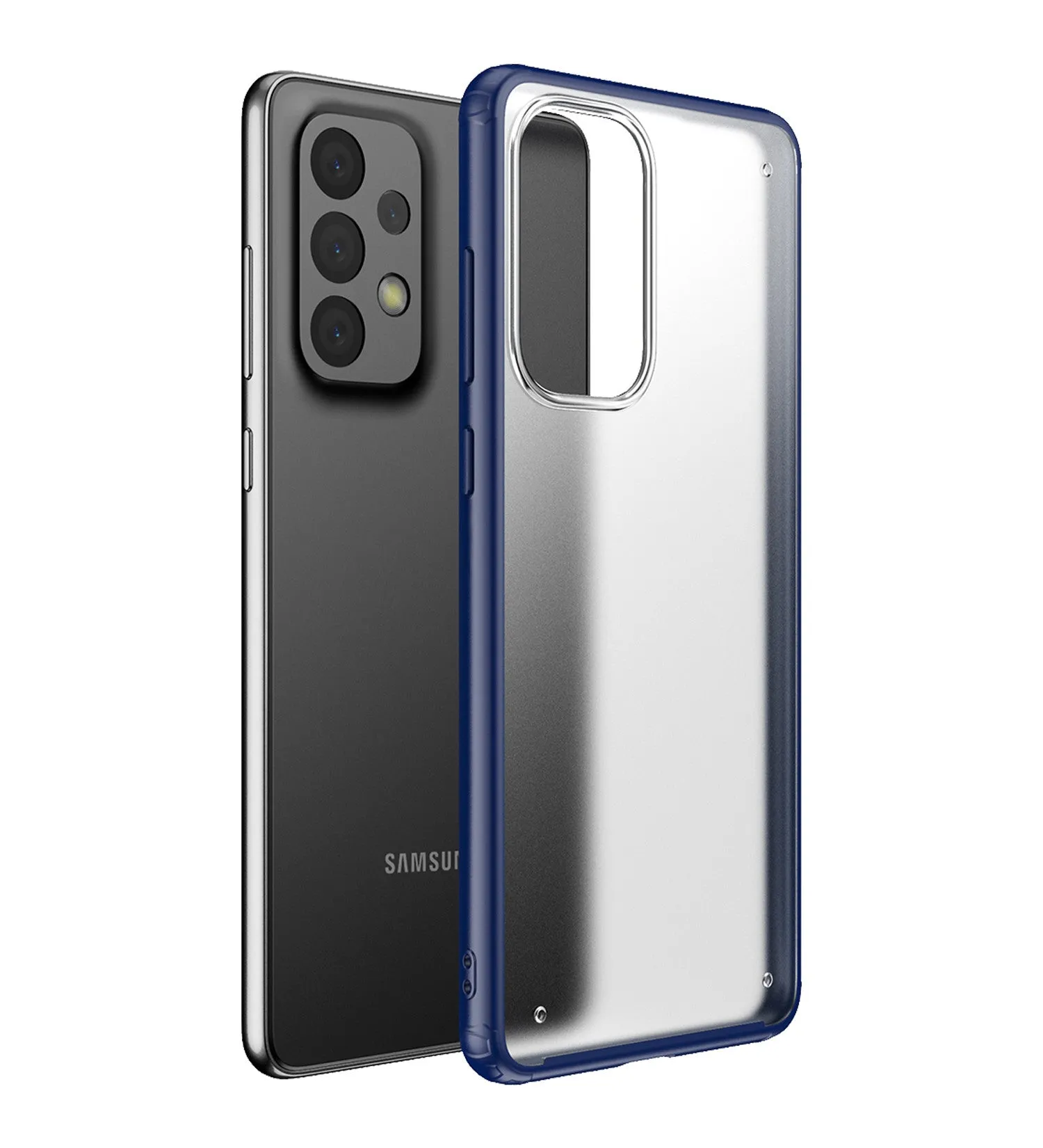 Rugged Frosted Semi Transparent PC Shock Proof Slim Back Cover for Samsung Galaxy A73 5G, 6.7 inch, Blue