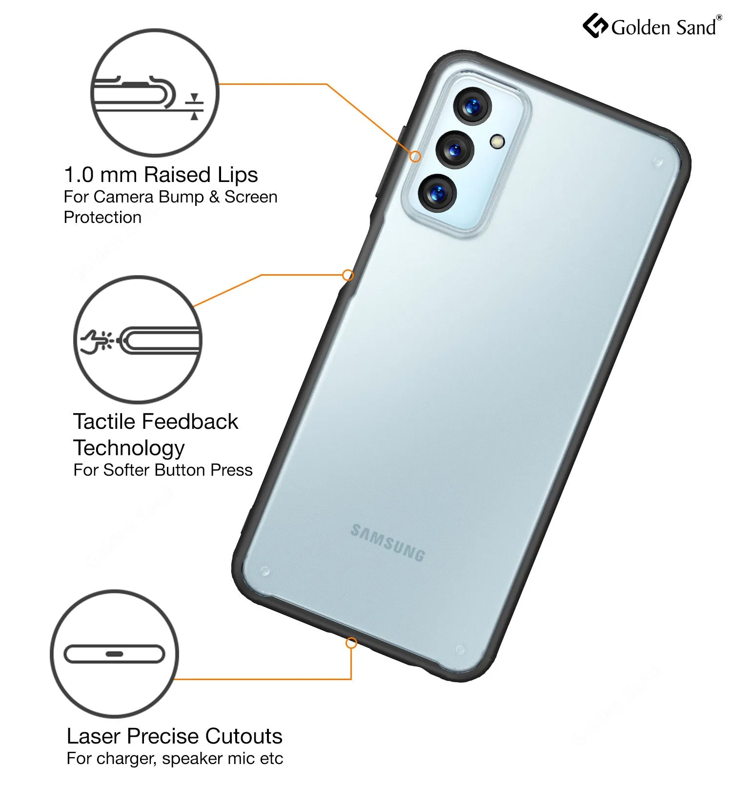 Rugged Frosted Semi Transparent PC Shock Proof Slim Back Cover for Samsung Galaxy F23 5G, 6.6 inch, Black