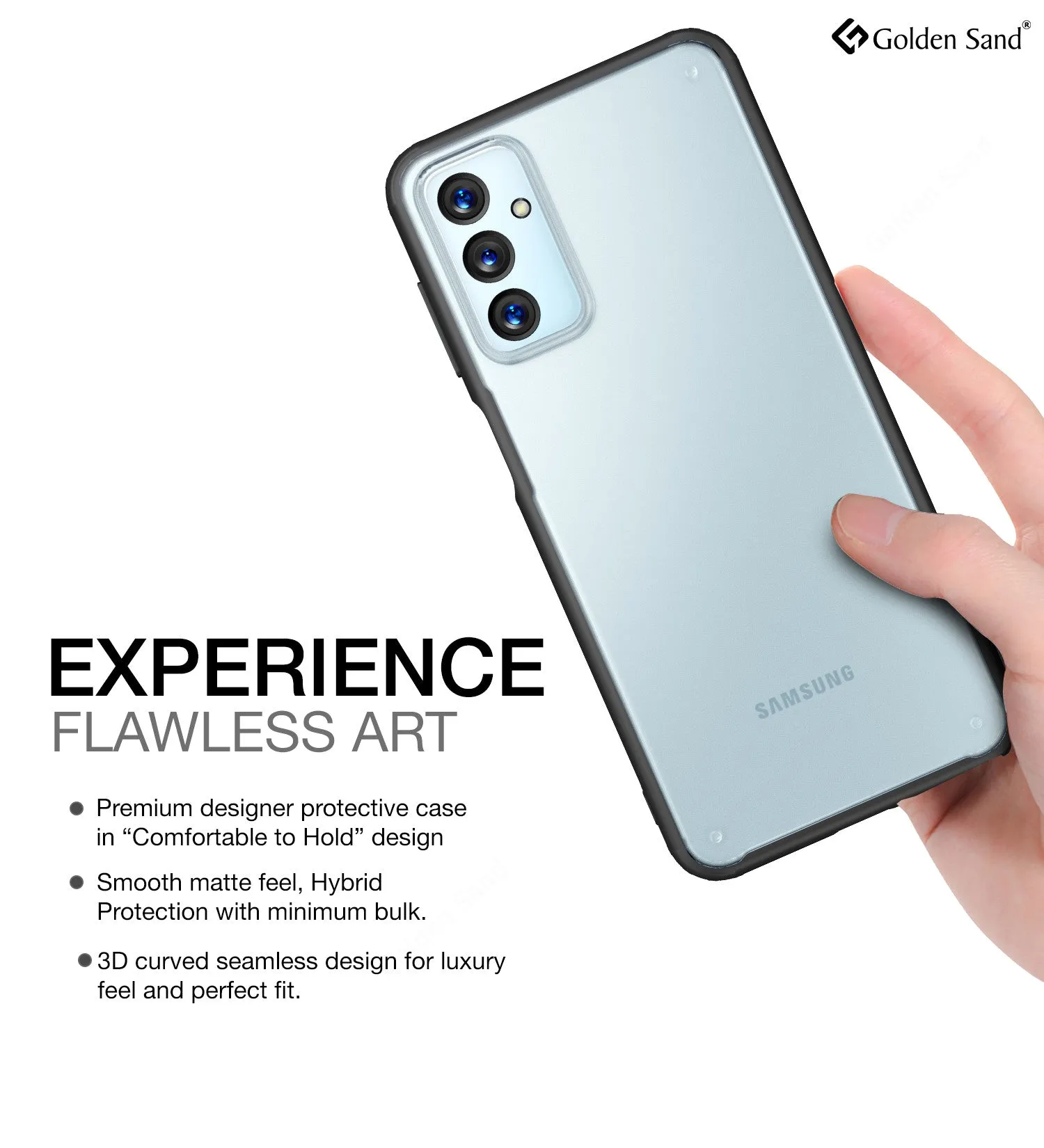 Rugged Frosted Semi Transparent PC Shock Proof Slim Back Cover for Samsung Galaxy F23 5G, 6.6 inch, Black