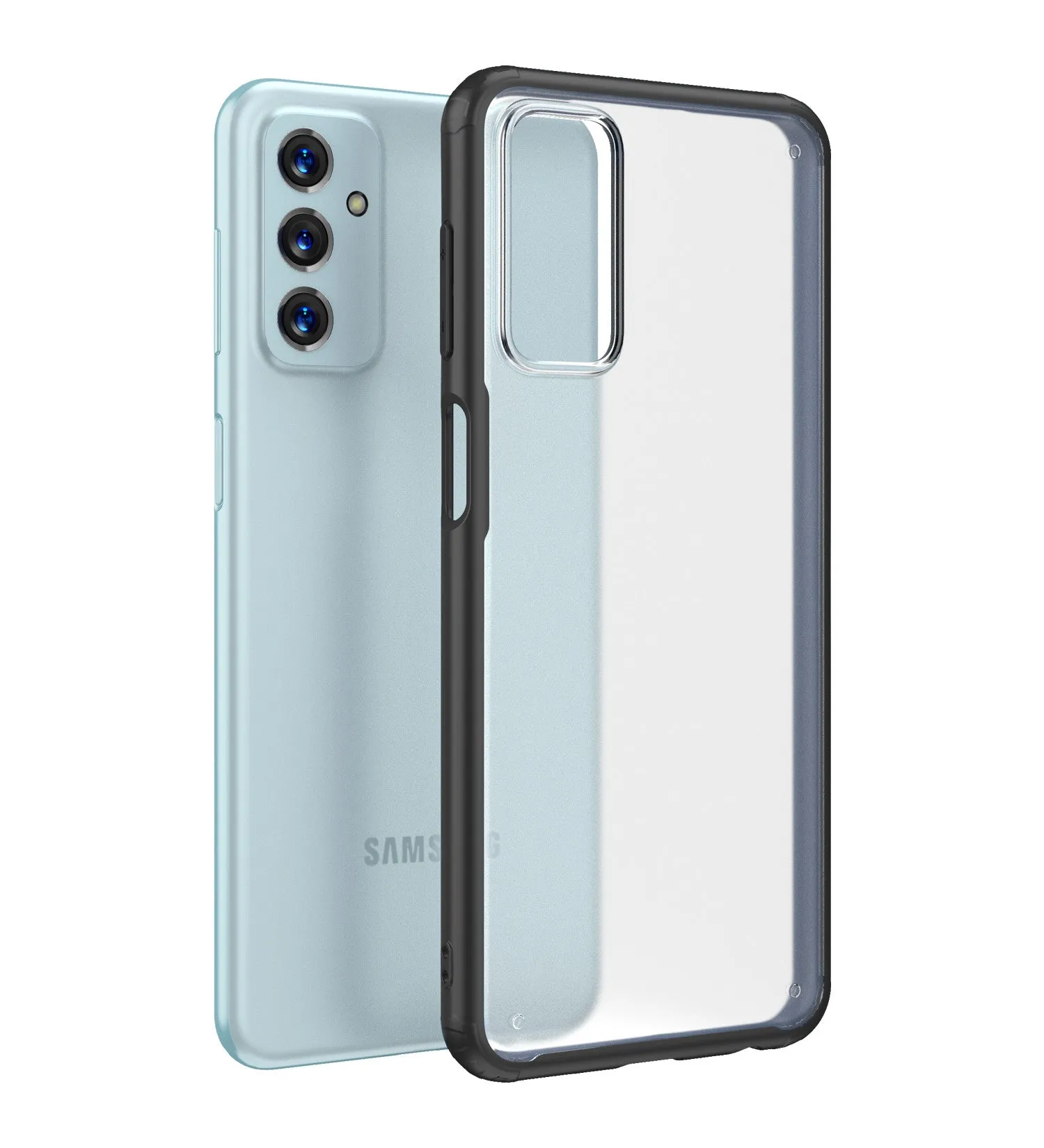 Rugged Frosted Semi Transparent PC Shock Proof Slim Back Cover for Samsung Galaxy F23 5G, 6.6 inch, Black