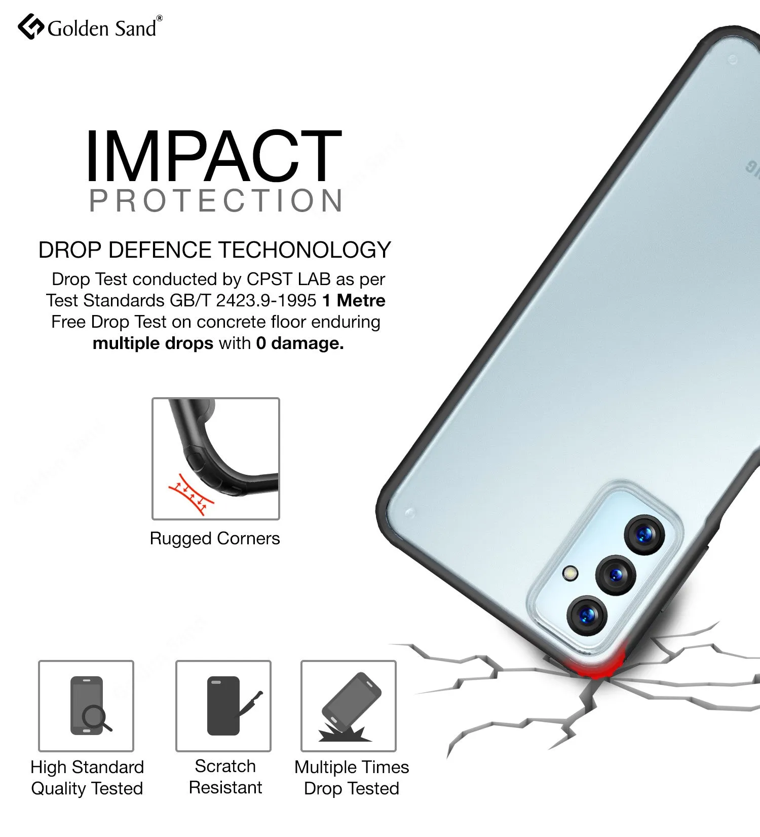 Rugged Frosted Semi Transparent PC Shock Proof Slim Back Cover for Samsung Galaxy F23 5G, 6.6 inch, Black