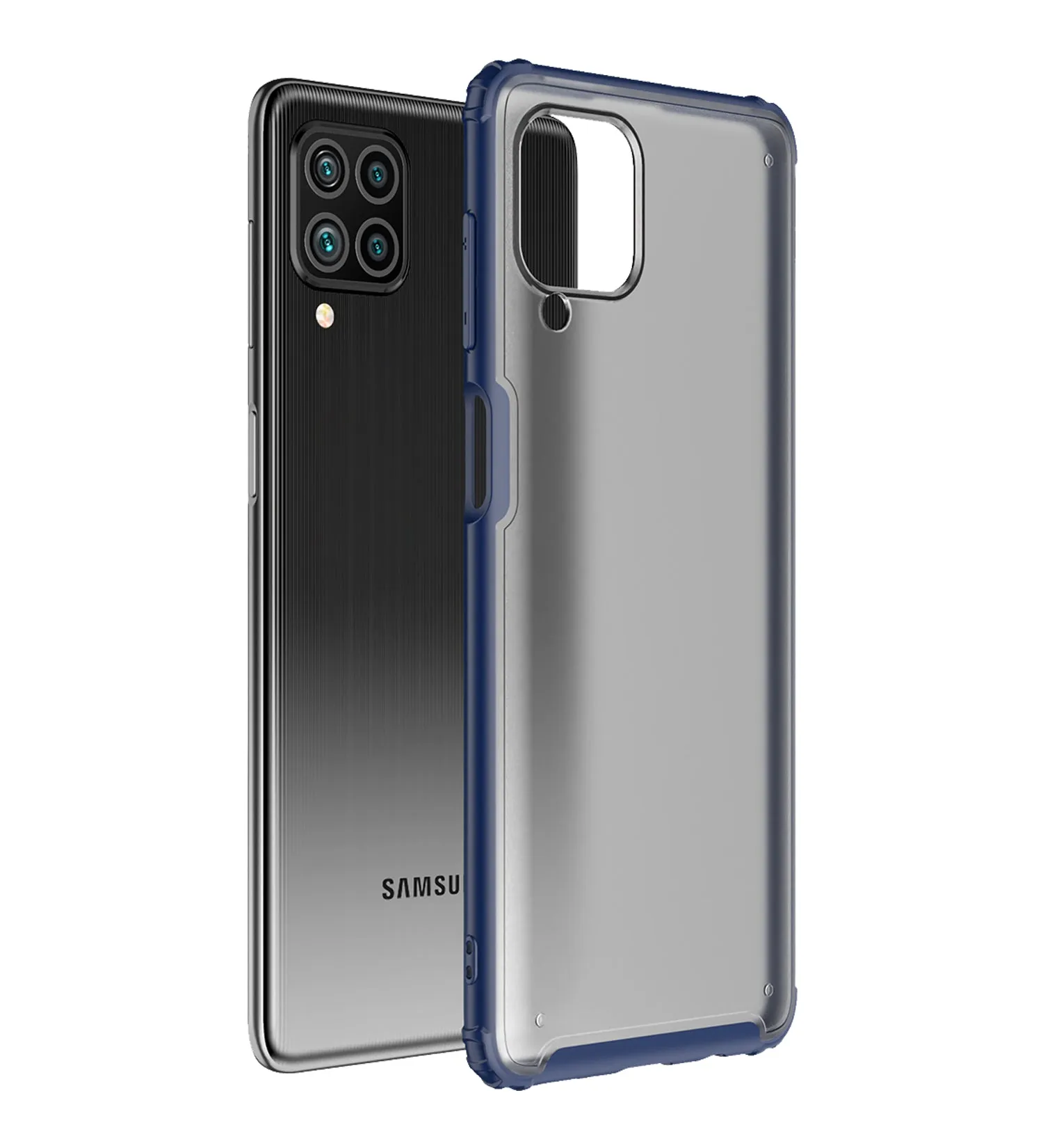 Rugged Frosted Semi Transparent PC Shock Proof Slim Back Cover for Samsung Galaxy F62, Samsung Galaxy M62, 6.7 inch, Blue