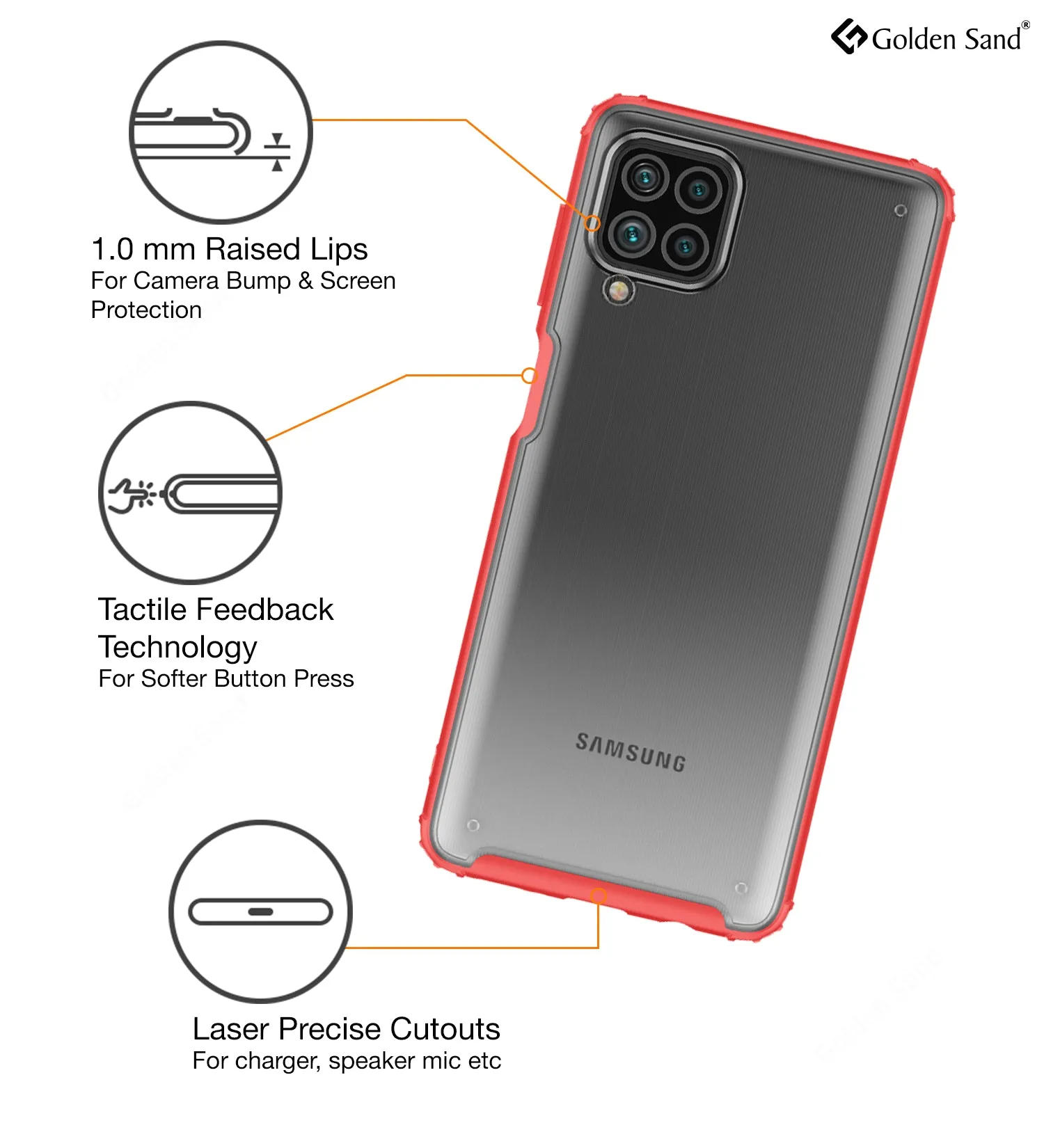 Rugged Frosted Semi Transparent PC Shock Proof Slim Back Cover for Samsung Galaxy F62, Samsung Galaxy M62, 6.7 inch, Red