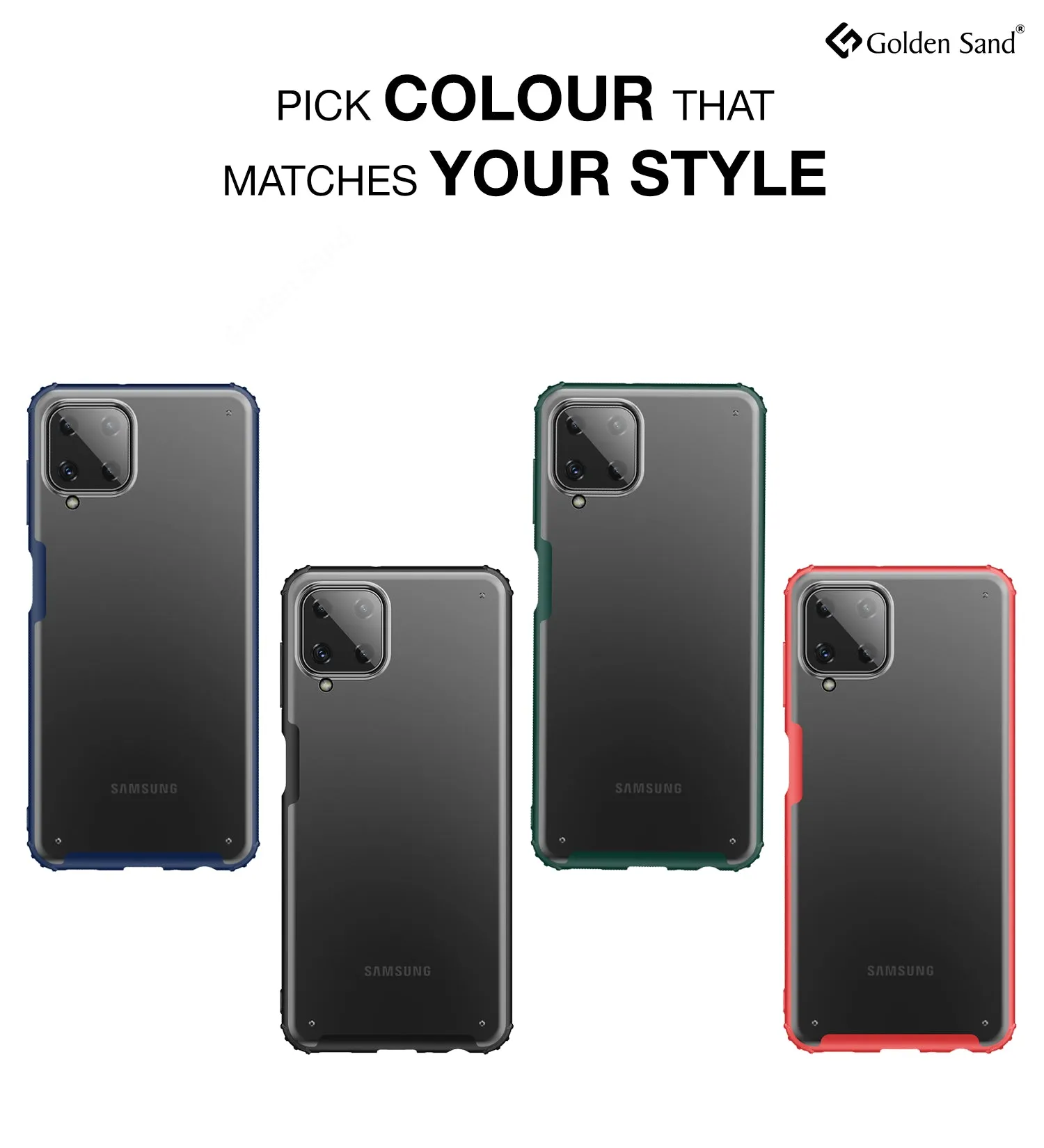 Rugged Frosted Semi Transparent PC Shock Proof Slim Back Cover for Samsung Galaxy M32 4G, Samsung Galaxy F22, 6.4 inch, Black