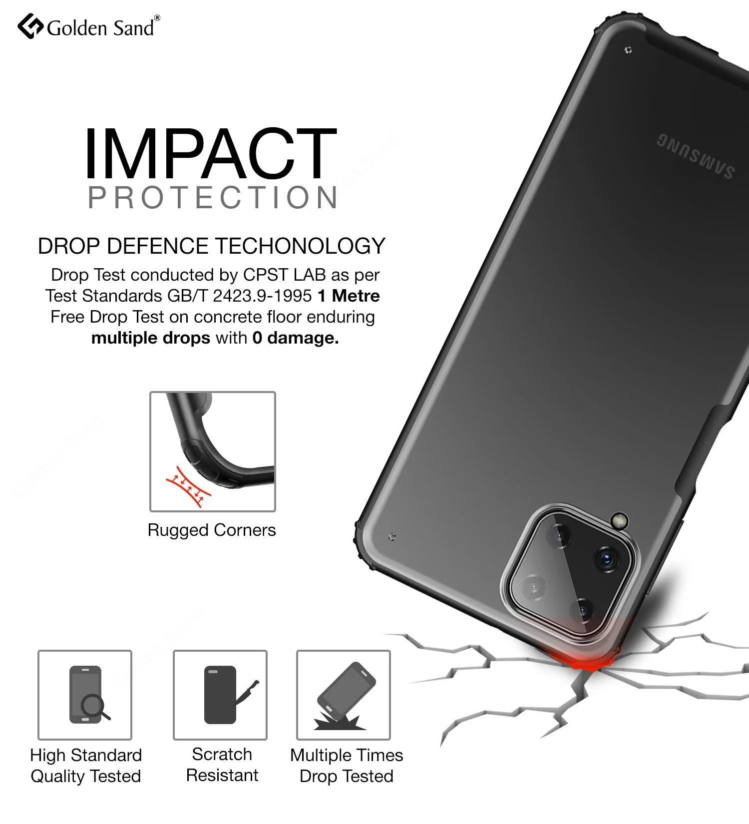 Rugged Frosted Semi Transparent PC Shock Proof Slim Back Cover for Samsung Galaxy M32 4G, Samsung Galaxy F22, 6.4 inch, Black