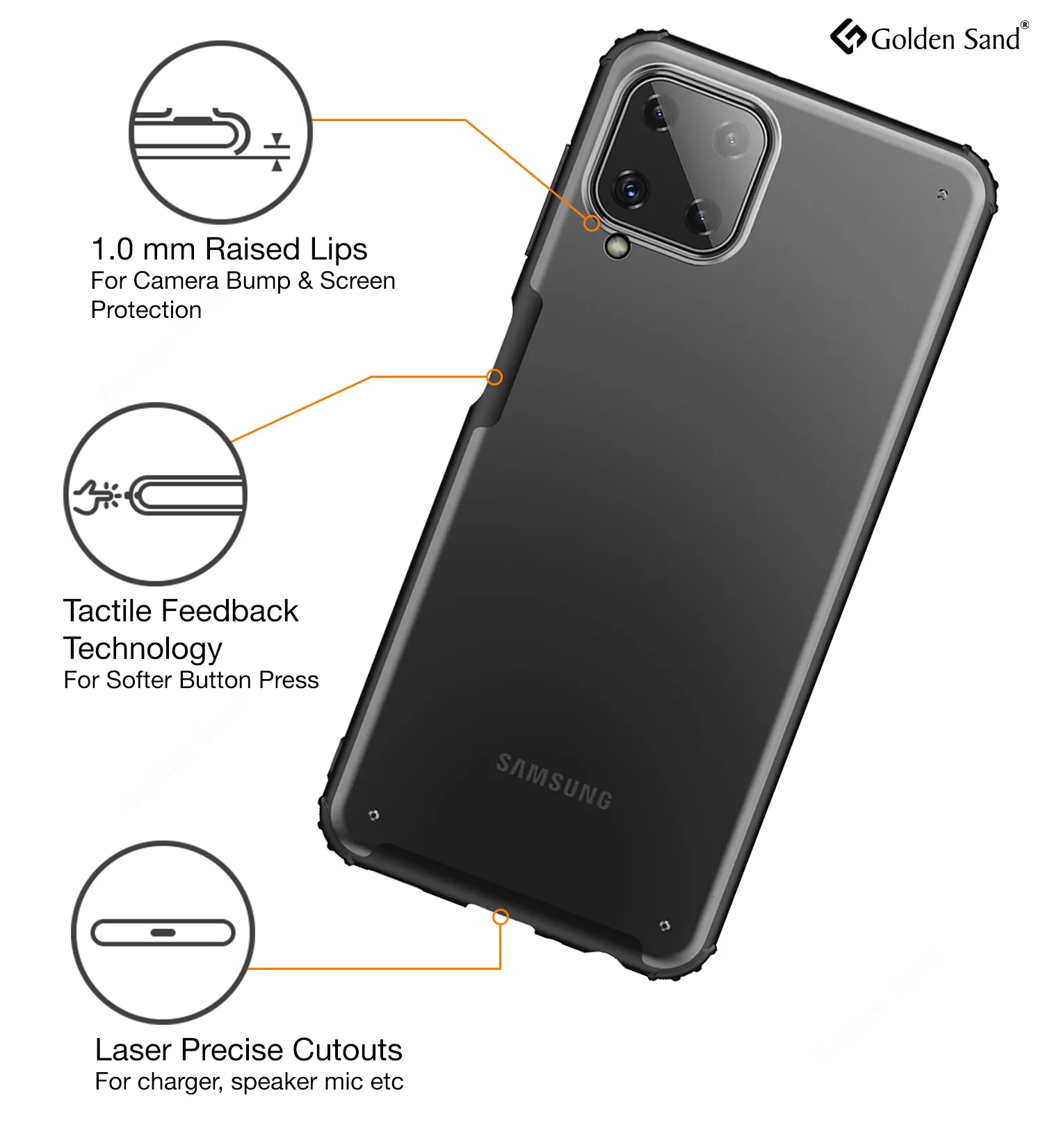 Rugged Frosted Semi Transparent PC Shock Proof Slim Back Cover for Samsung Galaxy M32 4G, Samsung Galaxy F22, 6.4 inch, Black