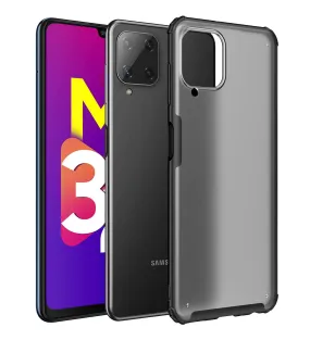 Rugged Frosted Semi Transparent PC Shock Proof Slim Back Cover for Samsung Galaxy M32 4G, Samsung Galaxy F22, 6.4 inch, Black