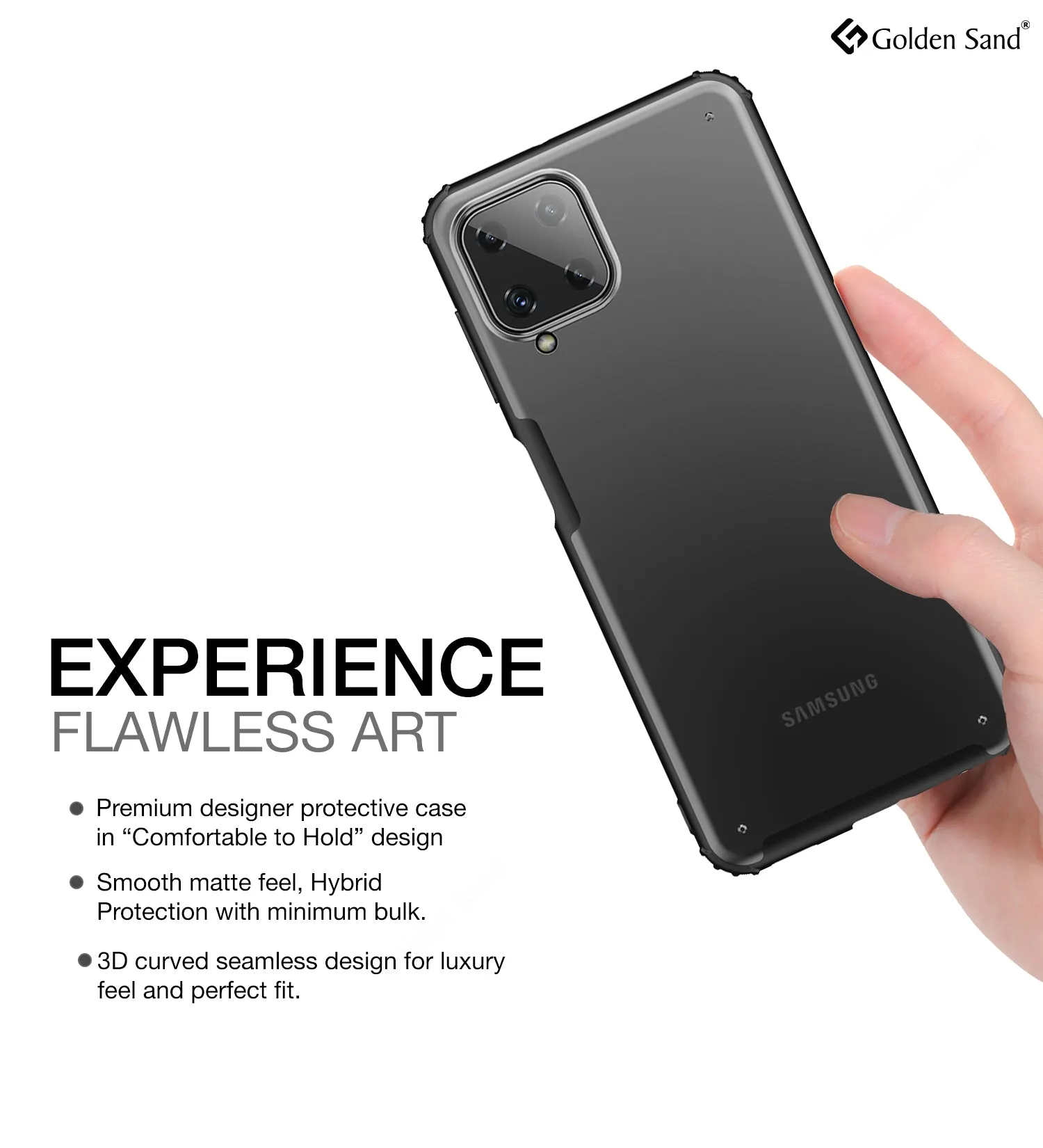 Rugged Frosted Semi Transparent PC Shock Proof Slim Back Cover for Samsung Galaxy M32 4G, Samsung Galaxy F22, 6.4 inch, Black
