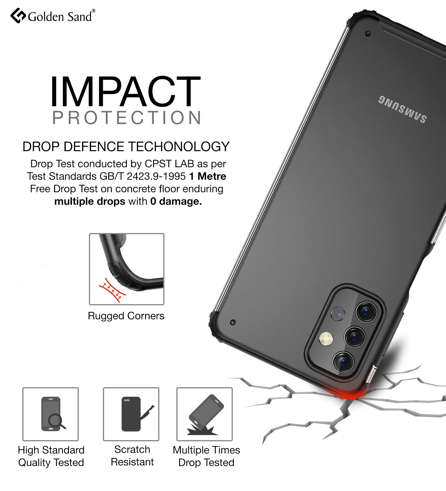 Rugged Frosted Semi Transparent PC Shock Proof Slim Back Cover for Samsung Galaxy M32 5G, 6.5 inch, Black