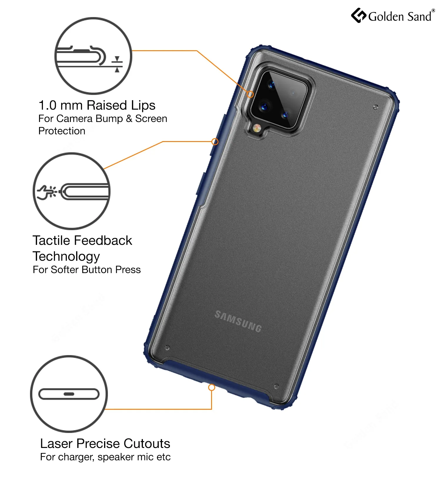 Rugged Frosted Semi Transparent PC Shock Proof Slim Back Cover for Samsung Galaxy M42 5G, Samsung Galaxy A42 5G, 6.6 inch, Blue