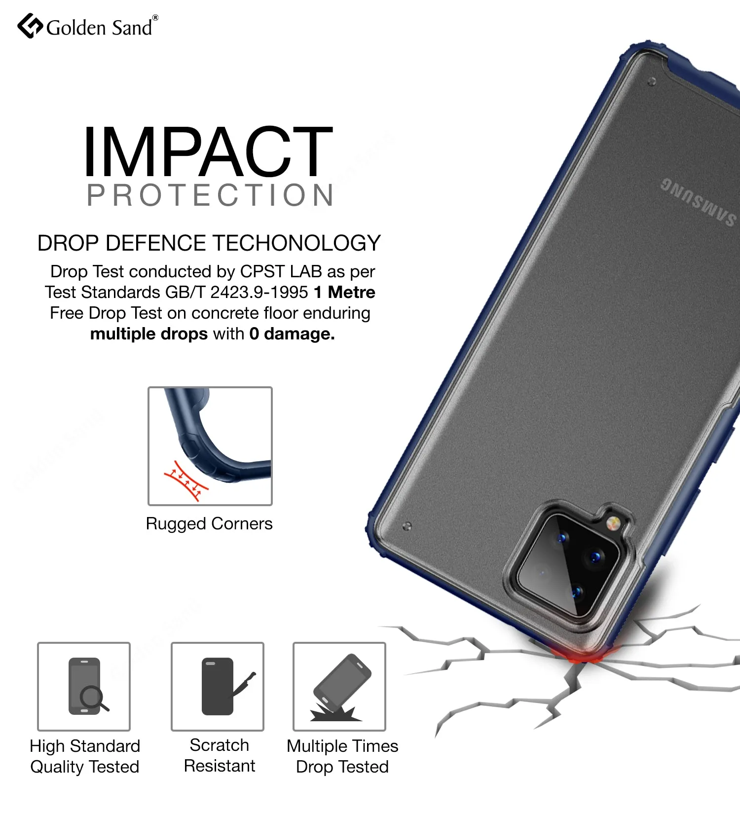 Rugged Frosted Semi Transparent PC Shock Proof Slim Back Cover for Samsung Galaxy M42 5G, Samsung Galaxy A42 5G, 6.6 inch, Blue
