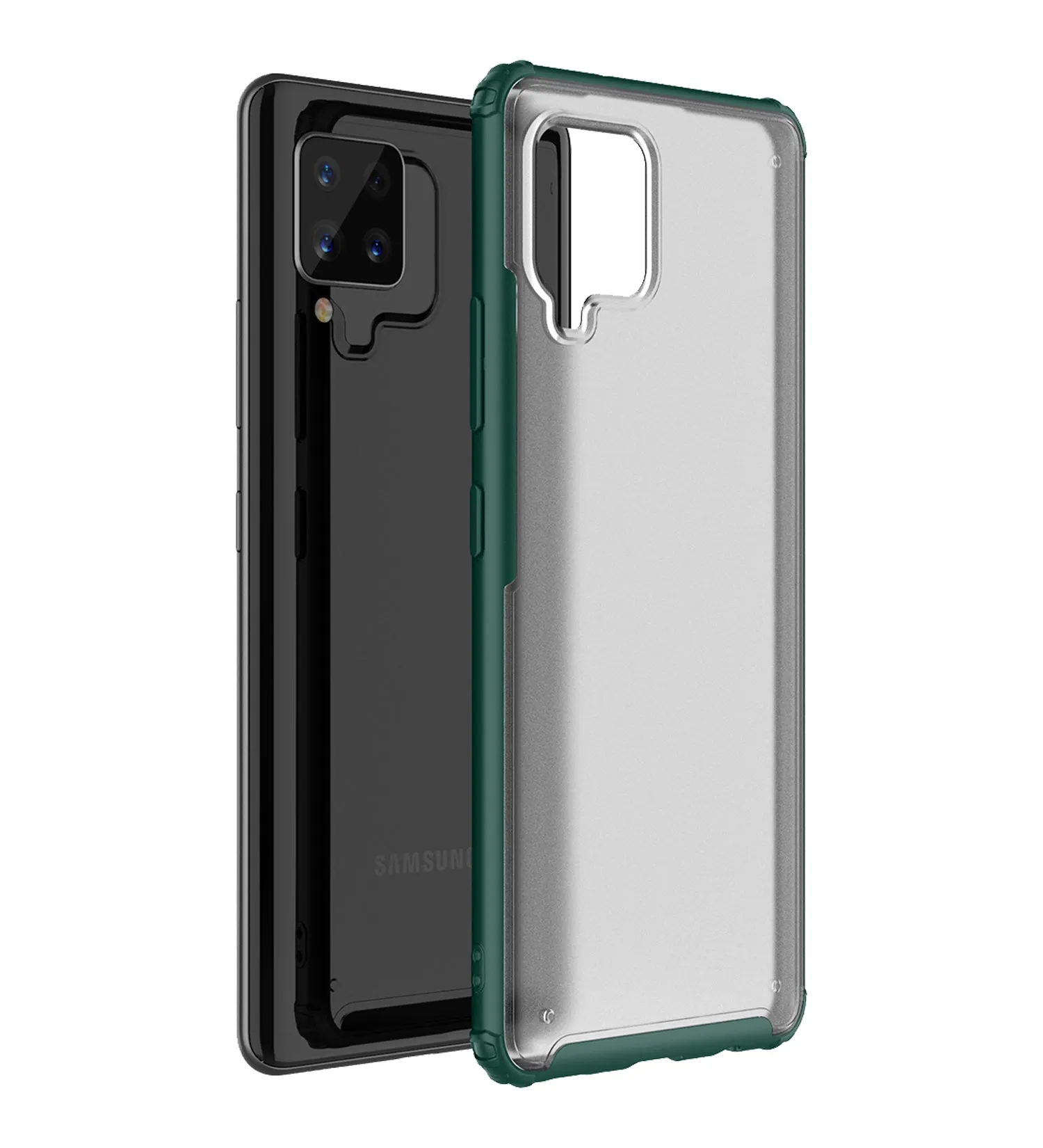 Rugged Frosted Semi Transparent PC Shock Proof Slim Back Cover for Samsung Galaxy M42 5G, Samsung Galaxy A42 5G, 6.6 inch, Green