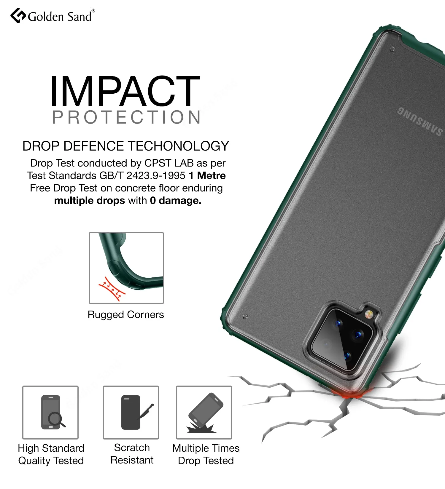 Rugged Frosted Semi Transparent PC Shock Proof Slim Back Cover for Samsung Galaxy M42 5G, Samsung Galaxy A42 5G, 6.6 inch, Green