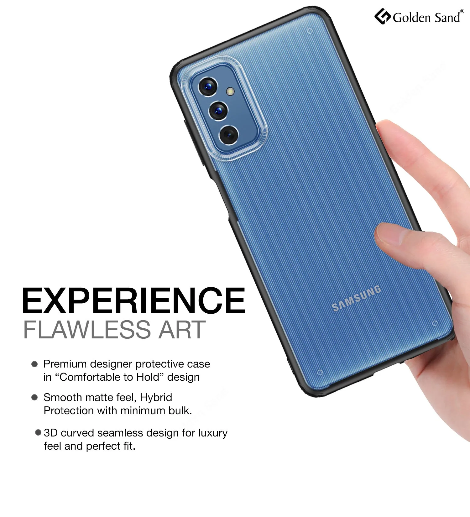 Rugged Frosted Semi Transparent PC Shock Proof Slim Back Cover for Samsung Galaxy M52 5G, 6.7 inch, Black