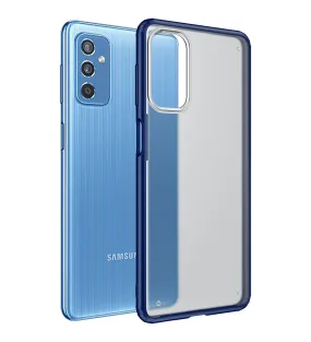 Rugged Frosted Semi Transparent PC Shock Proof Slim Back Cover for Samsung Galaxy M52 5G, 6.7 inch, Blue