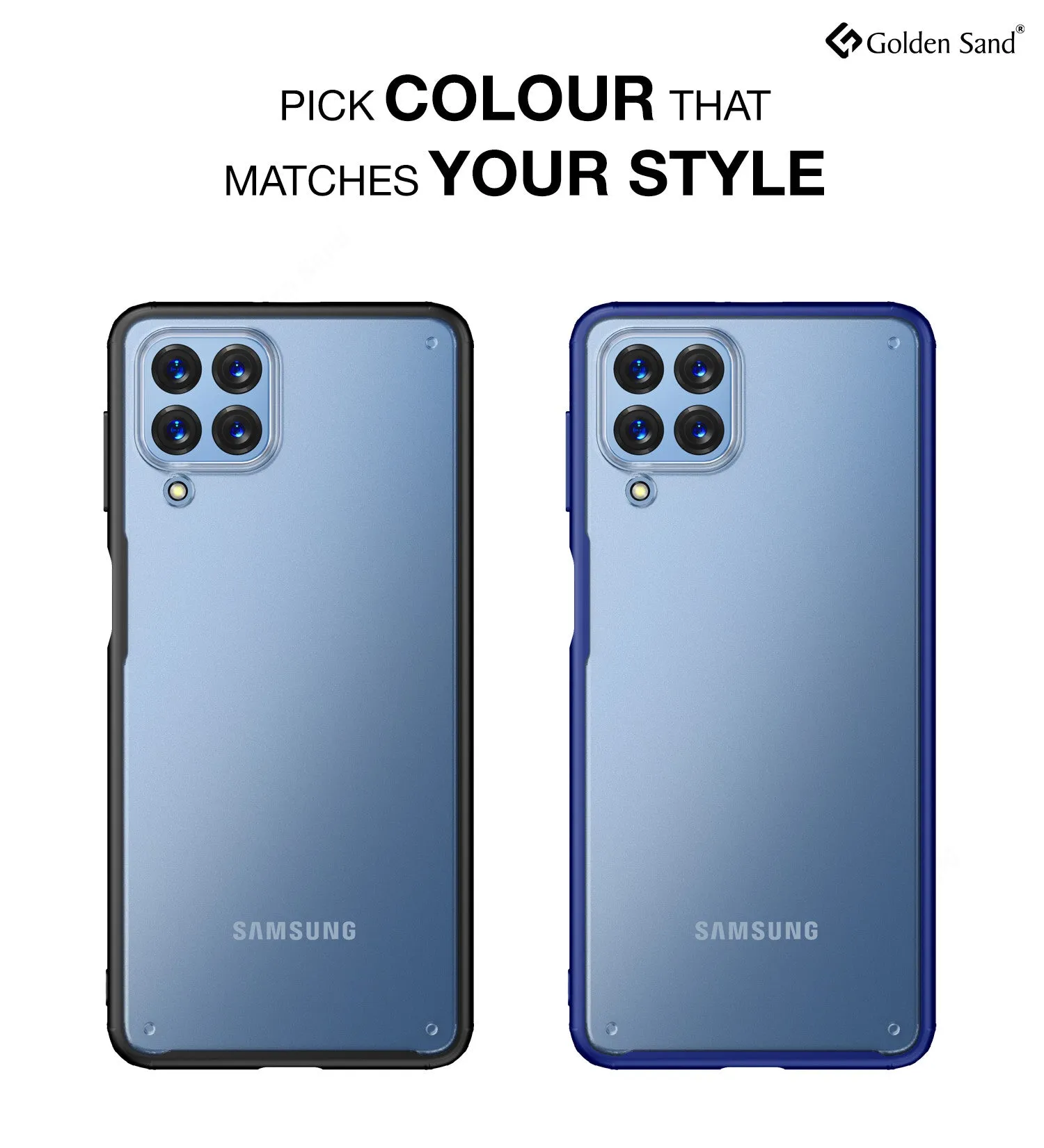 Rugged Frosted Semi Transparent PC Shock Proof Slim Back Cover for Samsung Galaxy M53 5G, 6.7 inch, Blue