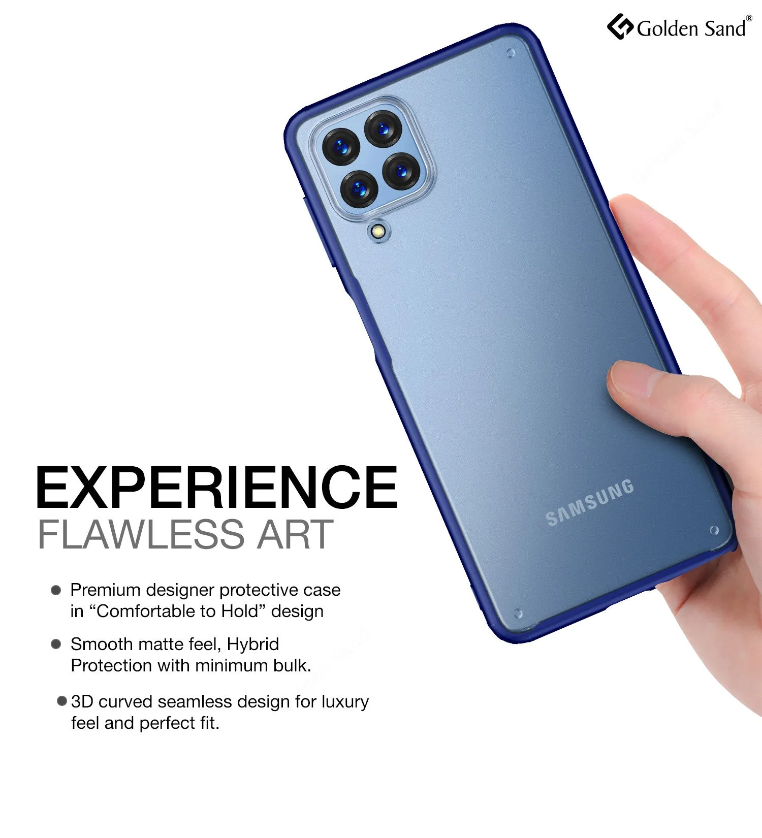 Rugged Frosted Semi Transparent PC Shock Proof Slim Back Cover for Samsung Galaxy M53 5G, 6.7 inch, Blue
