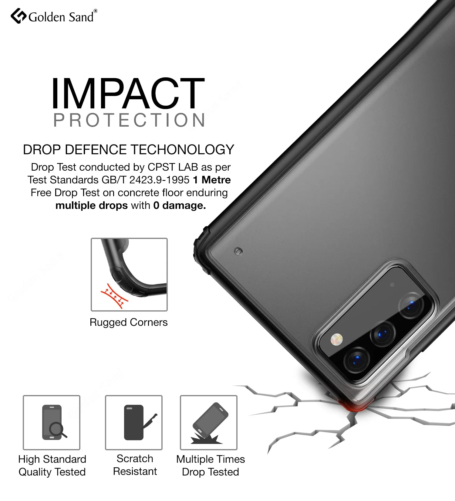 Rugged Frosted Semi Transparent PC Shock Proof Slim Back Cover for Samsung Galaxy Note 20, Black