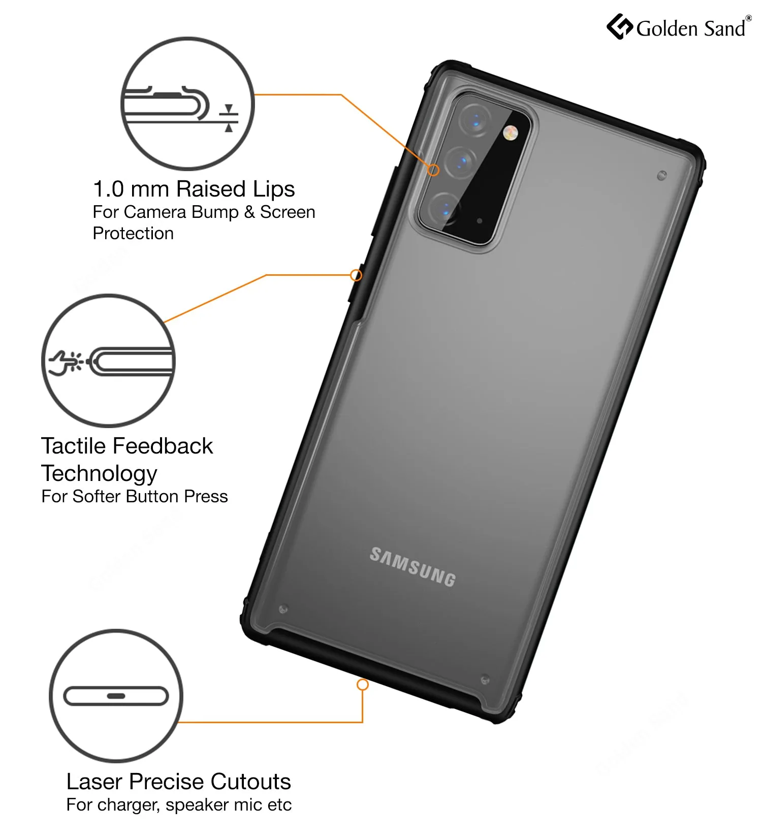 Rugged Frosted Semi Transparent PC Shock Proof Slim Back Cover for Samsung Galaxy Note 20, Black
