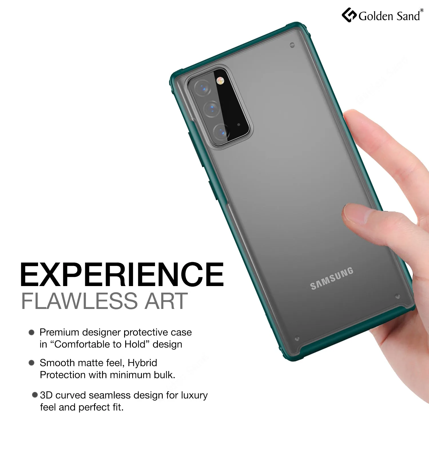 Rugged Frosted Semi Transparent PC Shock Proof Slim Back Cover for Samsung Galaxy Note 20, Green