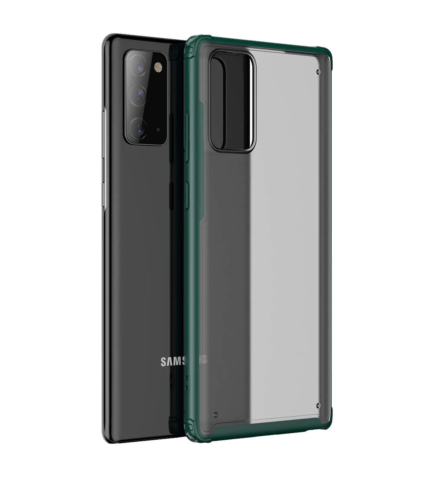 Rugged Frosted Semi Transparent PC Shock Proof Slim Back Cover for Samsung Galaxy Note 20, Green