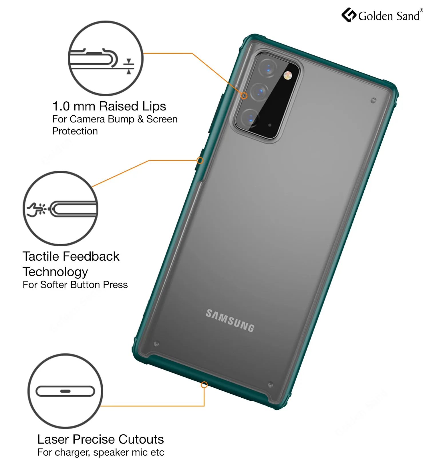Rugged Frosted Semi Transparent PC Shock Proof Slim Back Cover for Samsung Galaxy Note 20, Green